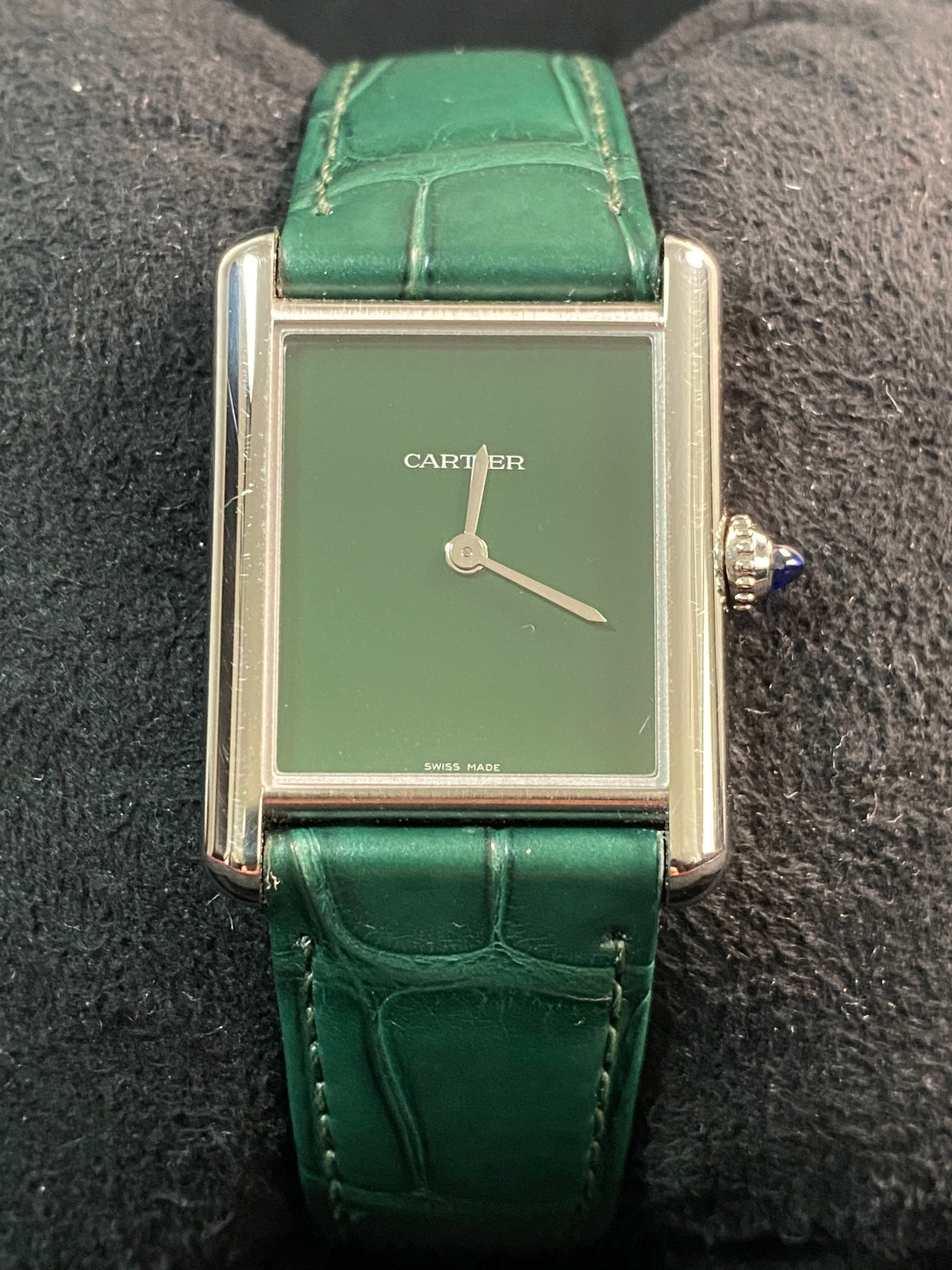 Cartier Tank Must Steel - 2024 - Green Dial - Green Alligator Strap - WSTA0056 *FULL SET*