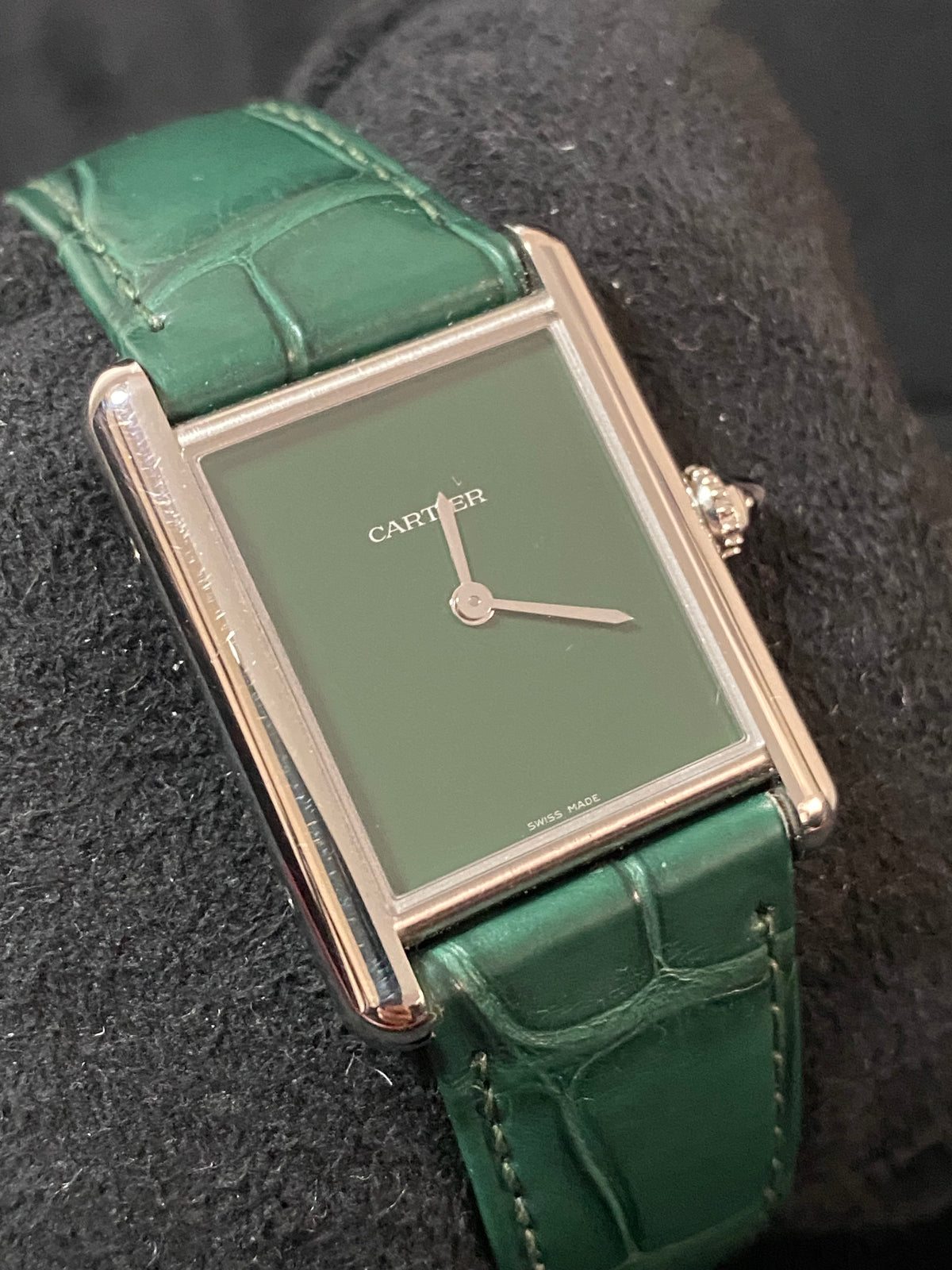 Cartier Tank Must Steel - 2024 - Green Dial - Green Alligator Strap - WSTA0056 *FULL SET*