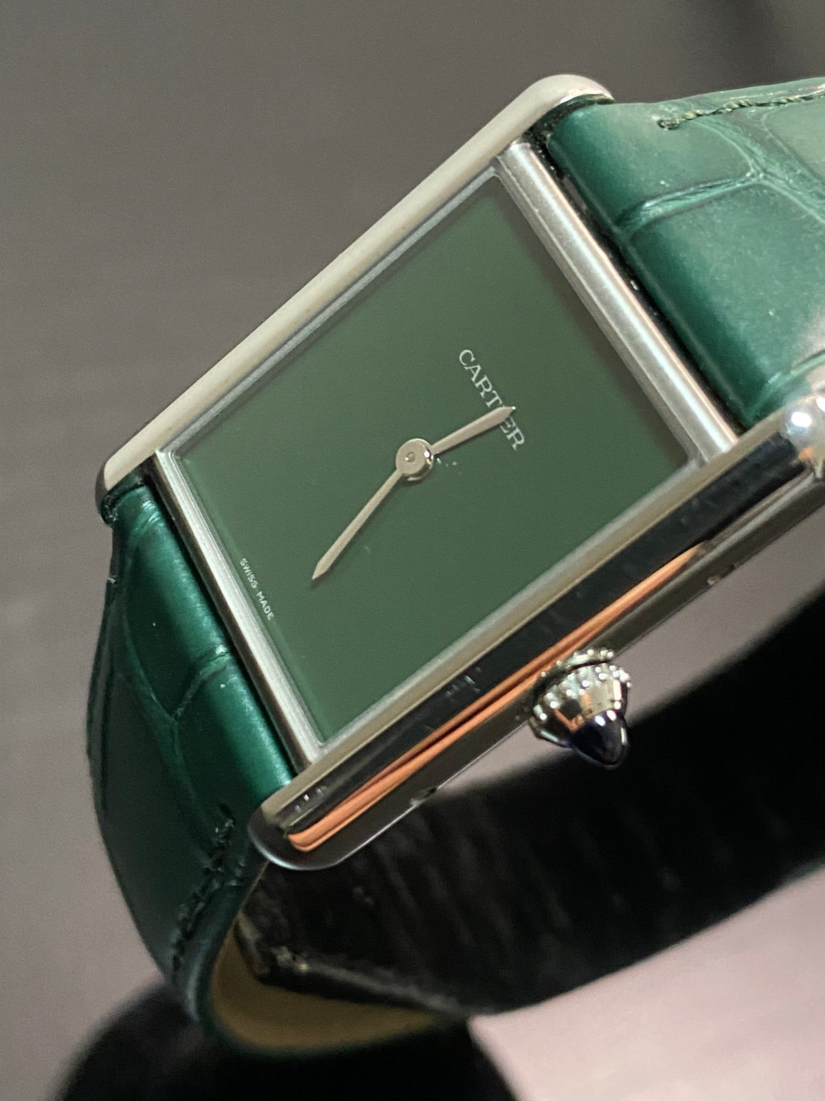 Cartier Tank Must Steel - 2024 - Green Dial - Green Alligator Strap - WSTA0056 *FULL SET*