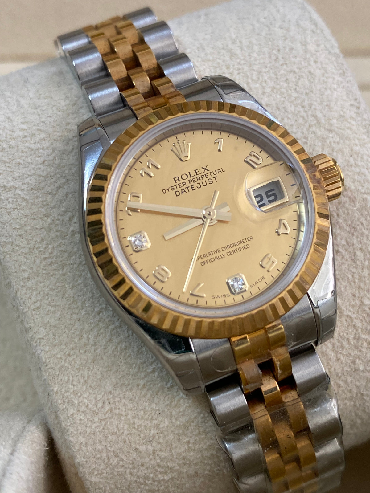 Rolex Yellow Gold and Steel Lady-Datejust - D serial - Fluted Bezel - Factory Mother of Pearl Dial - Jubilee Bracelet - 179173 *FULL SET*