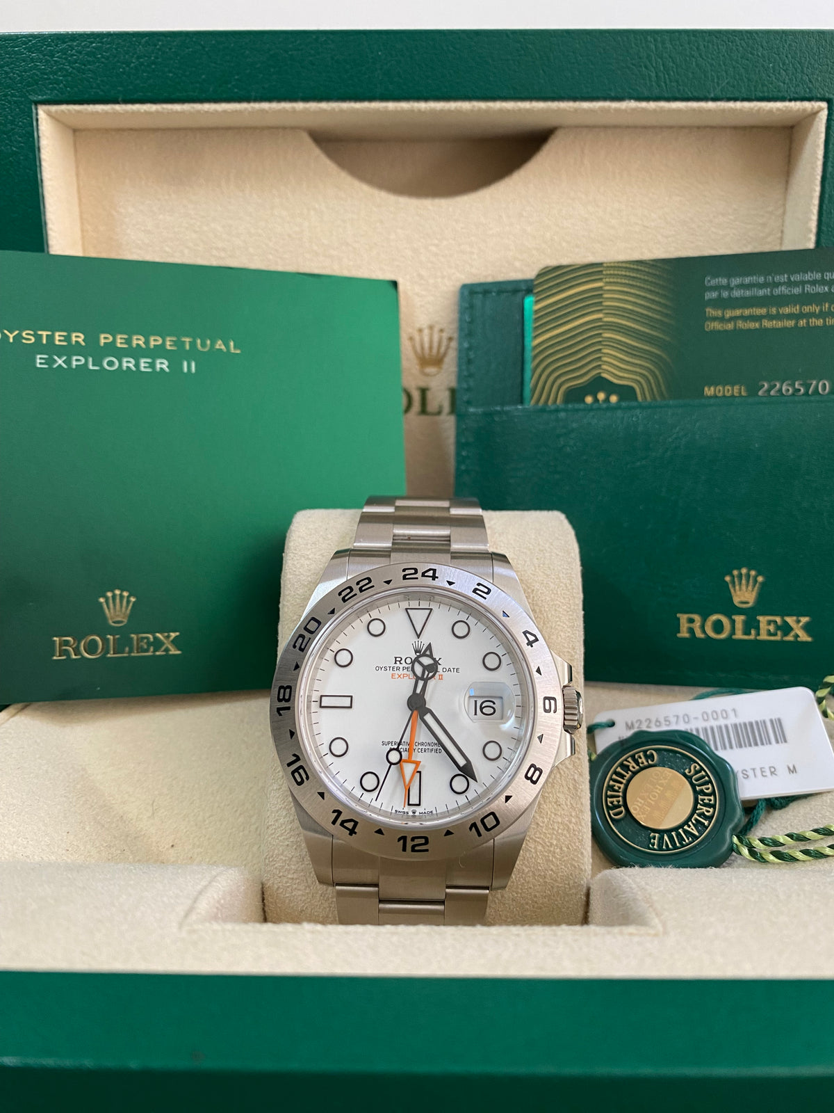 Rolex Oystersteel Explorer II - 2024 - "Polar" White Dial - Oyster Bracelet - 226570 *FULL SET*