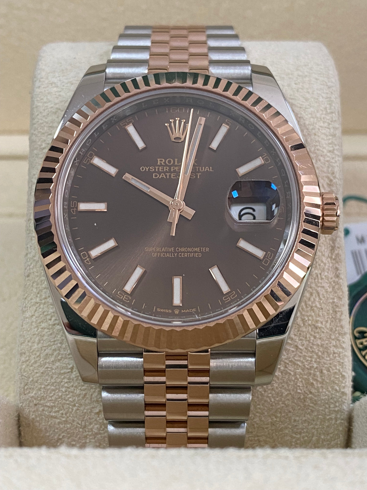 Rolex Steel and Everose Gold Datejust 41 - 2020 - Fluted Bezel - Chocolate Index Dial - Jubilee Bracelet - 126331 *FULL SET*