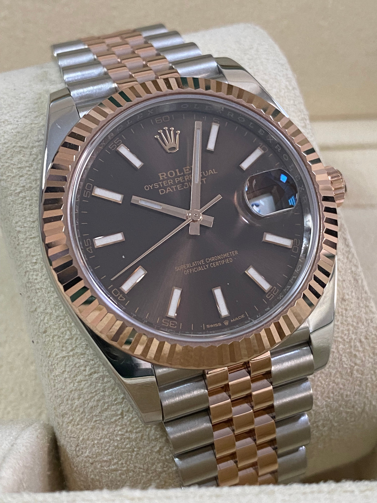 Rolex Steel and Everose Gold Datejust 41 - 2020 - Fluted Bezel - Chocolate Index Dial - Jubilee Bracelet - 126331 *FULL SET*