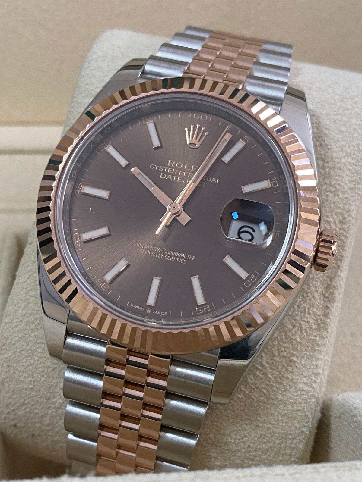 Rolex Steel and Everose Gold Datejust 41 - 2020 - Fluted Bezel - Chocolate Index Dial - Jubilee Bracelet - 126331 *FULL SET*