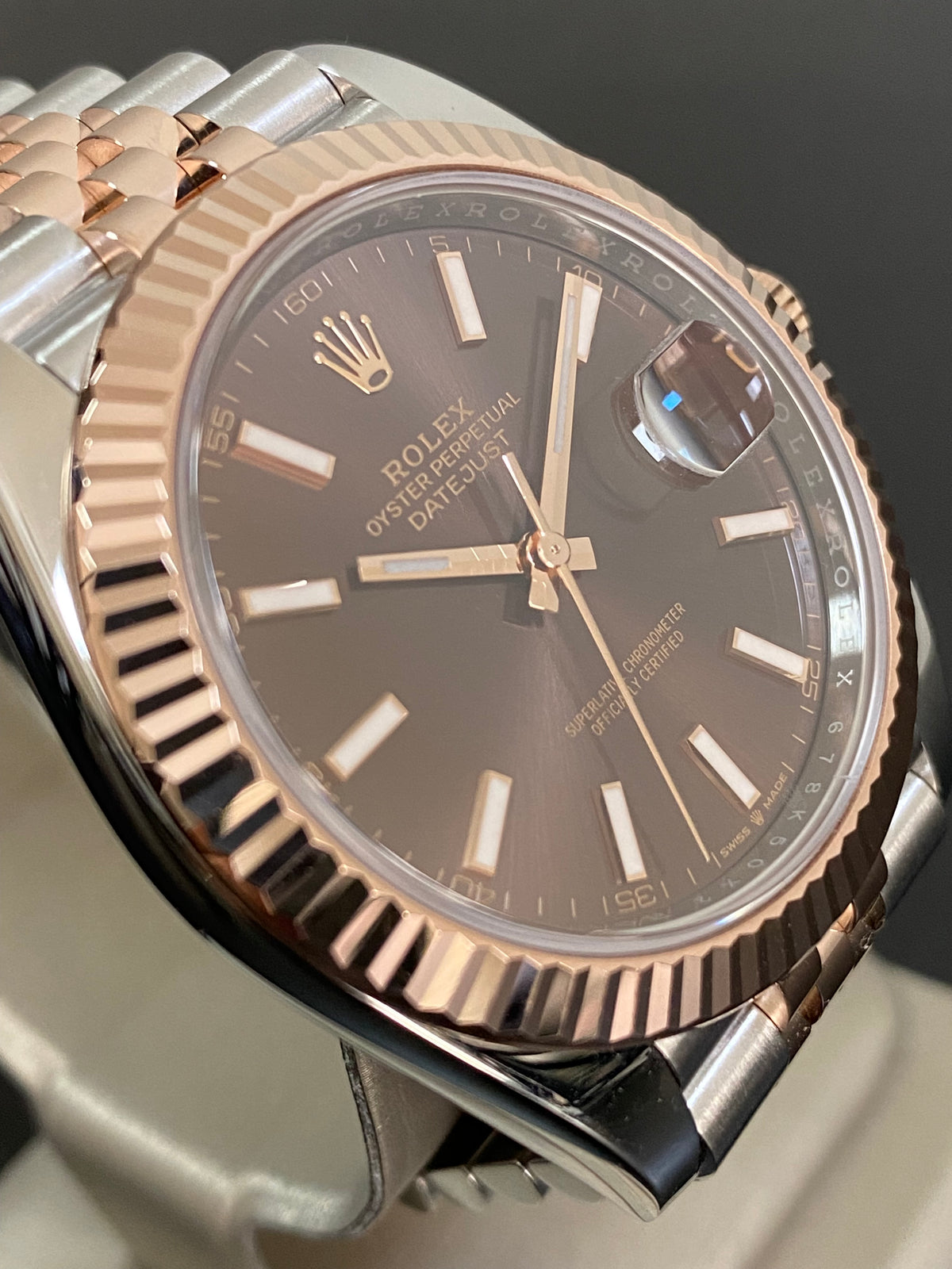 Rolex Steel and Everose Gold Datejust 41 - 2020 - Fluted Bezel - Chocolate Index Dial - Jubilee Bracelet - 126331 *FULL SET*