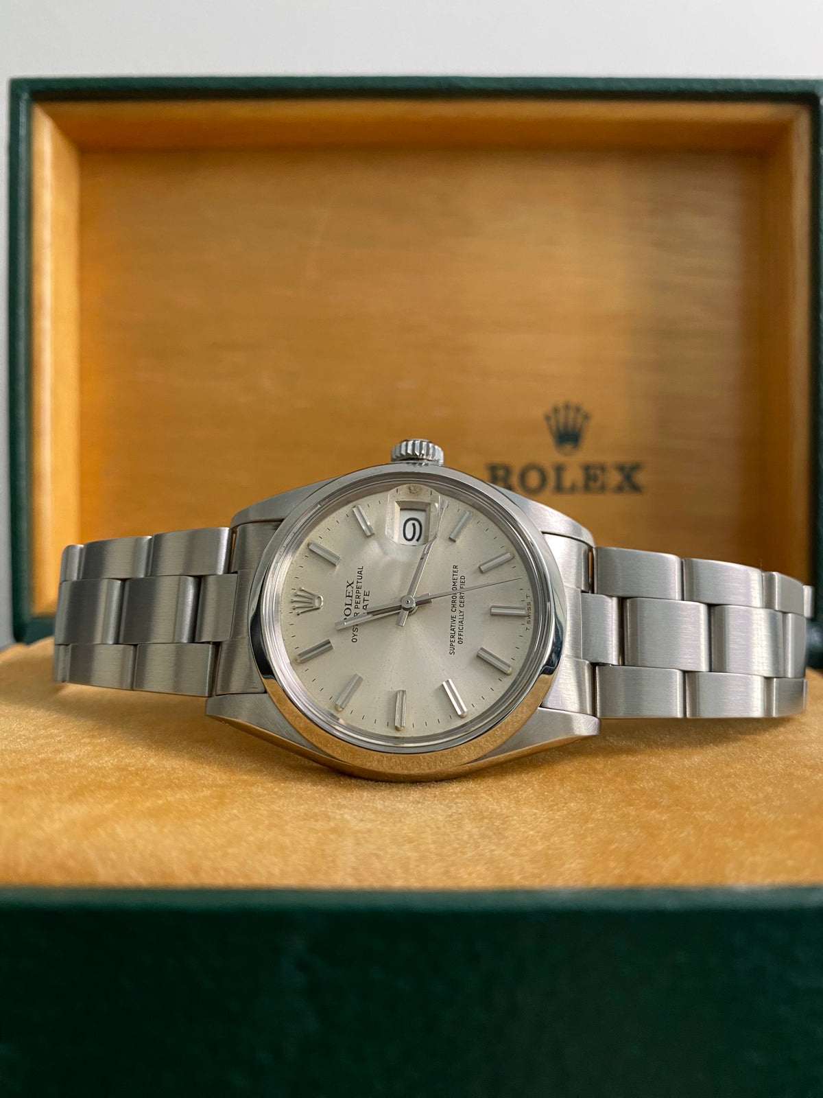 Rolex Steel Oyster Perpetual Date - 1978 - Domed Bezel - Silver Index Dial - Oyster Bracelet - 1500