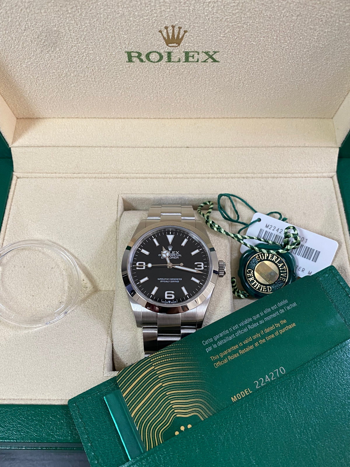 Rolex Oyster Perpetual Explorer 40 - 2023 - Black Dial - Smooth Bezel - 224270 *FULL SET*