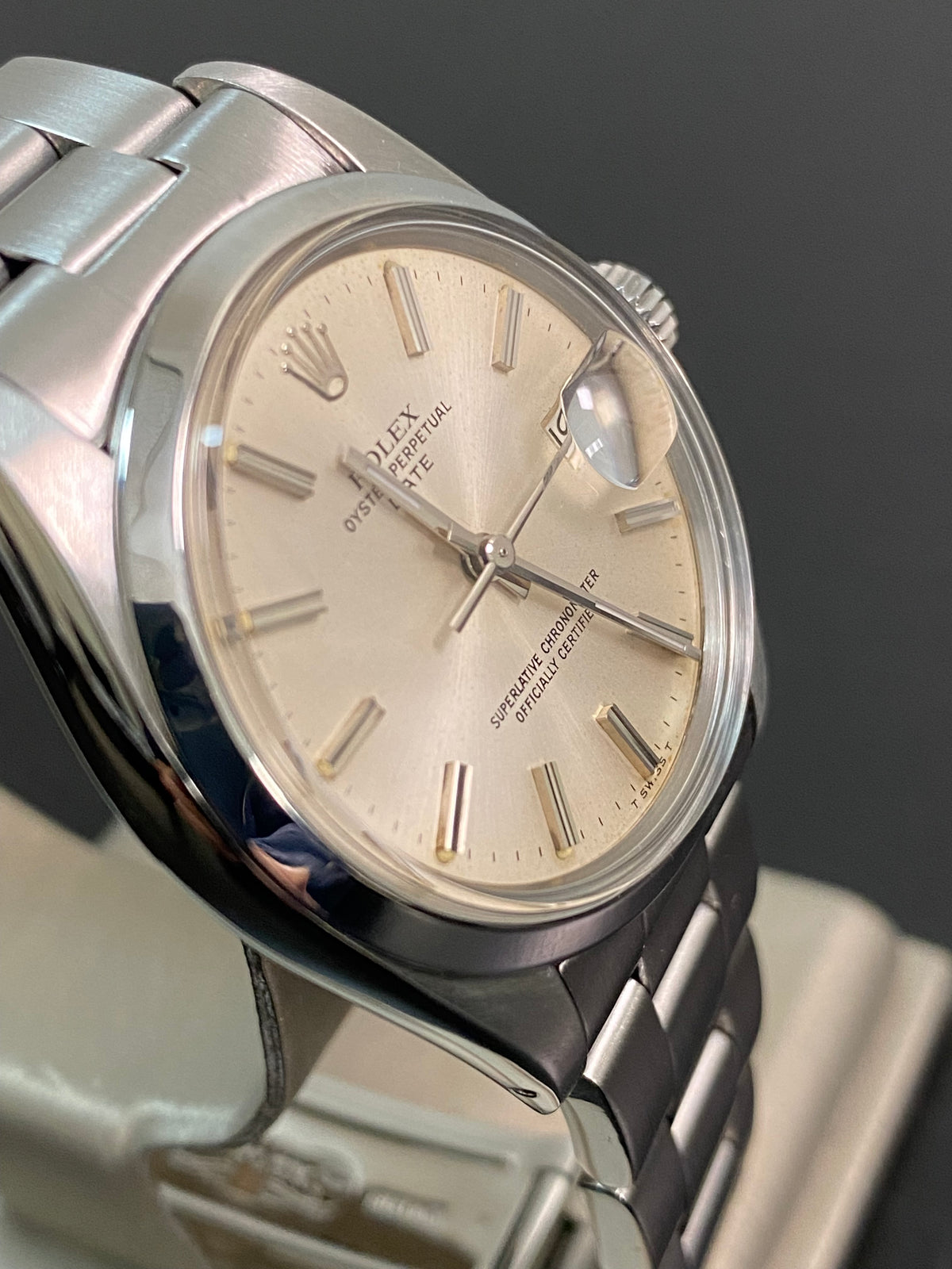 Rolex Steel Oyster Perpetual Date - 1978 - Domed Bezel - Silver Index Dial - Oyster Bracelet - 1500