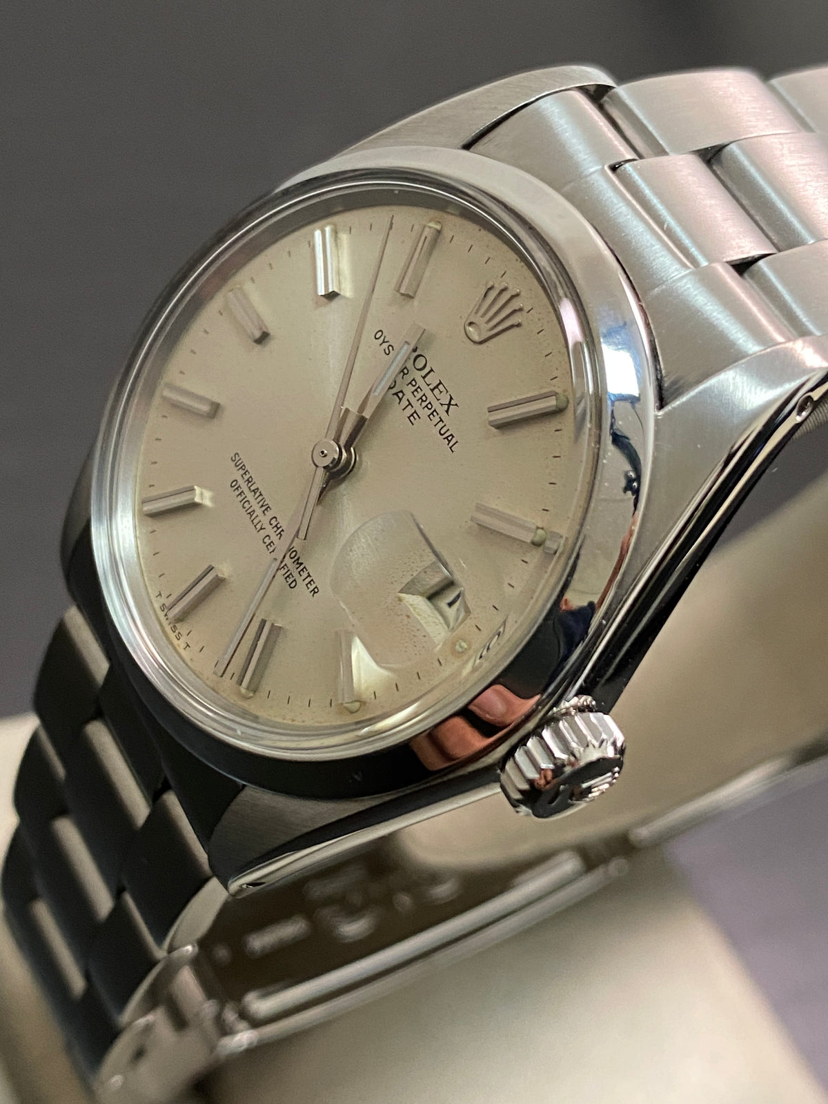 Rolex Steel Oyster Perpetual Date - 1978 - Domed Bezel - Silver Index Dial - Oyster Bracelet - 1500