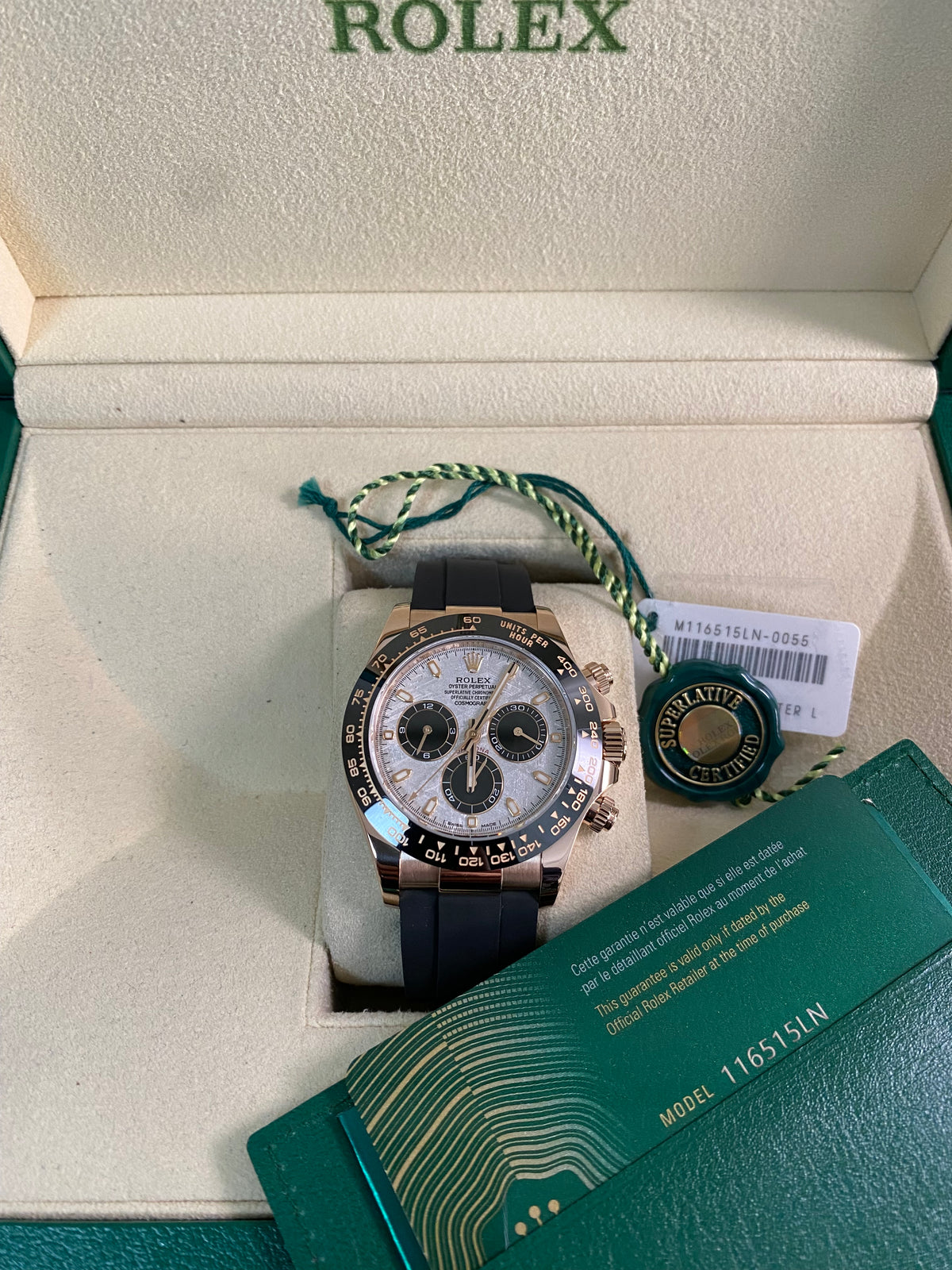 Rolex Everose Gold Cosmograph Daytona - 2022 - Meteorite Dial - Oysterflex - 116515LN *FULL SET*