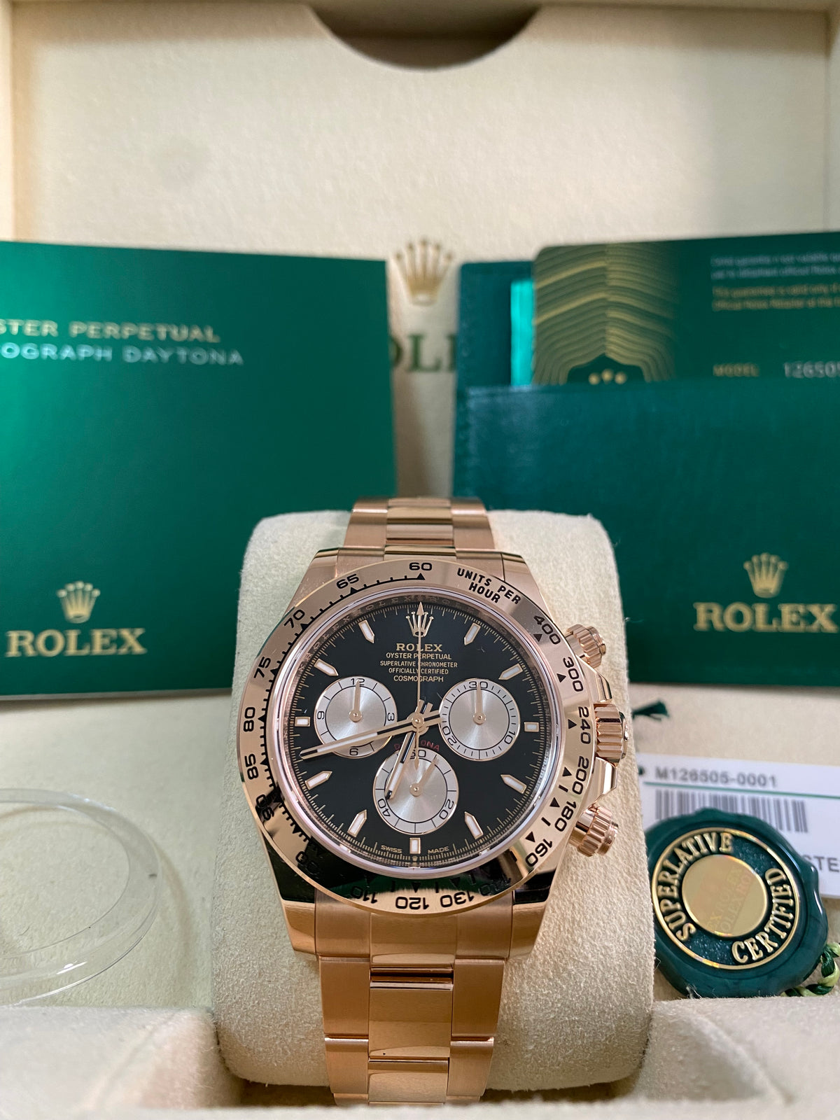 Rolex Everose Gold Cosmograph Daytona - 2024 - Black Dial - 126505 *FULL SET*