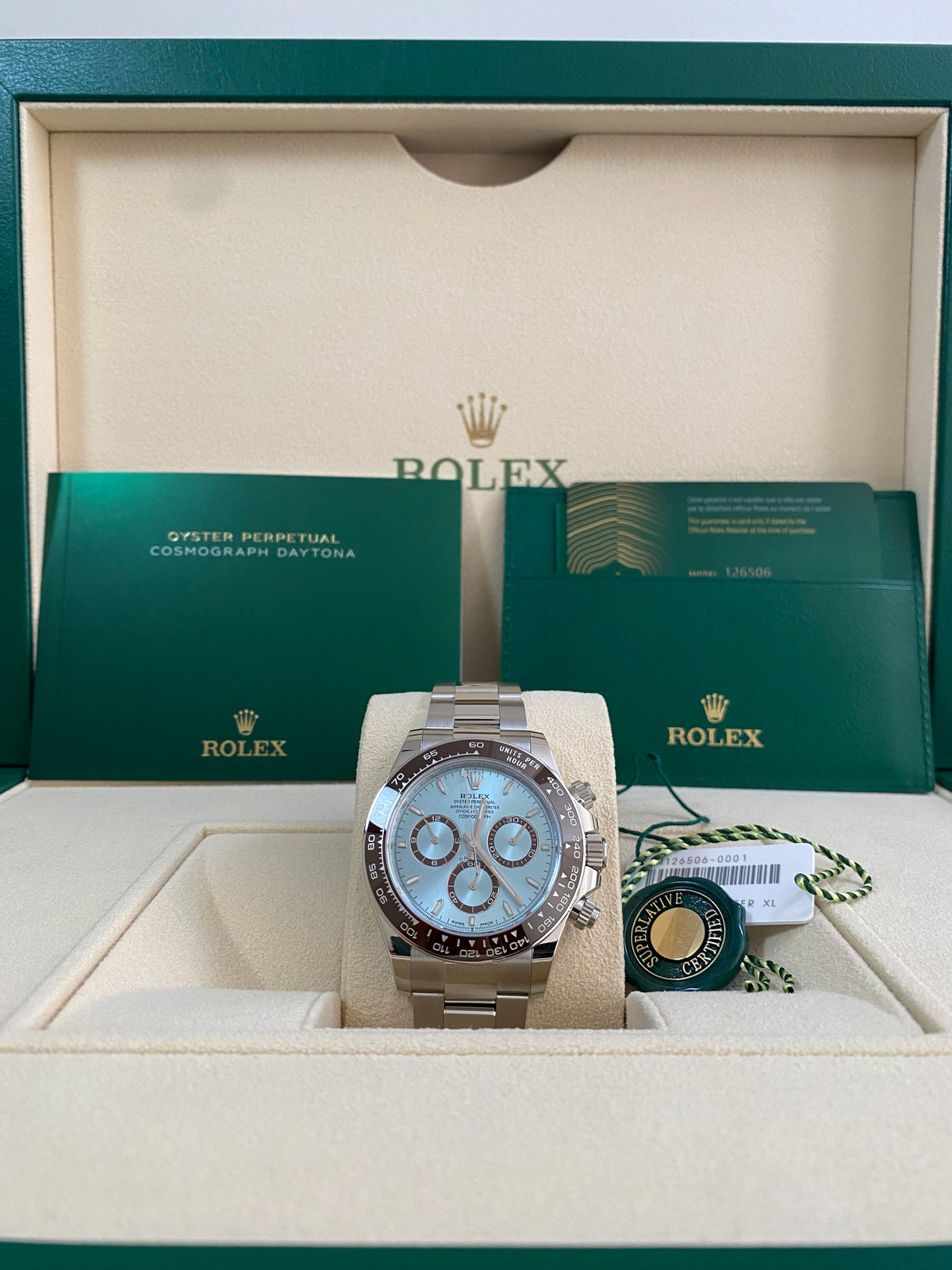 Rolex Platinum Cosmograph Daytona - 2024 - Ice Blue Index Dial - 126506 *FULL SET*