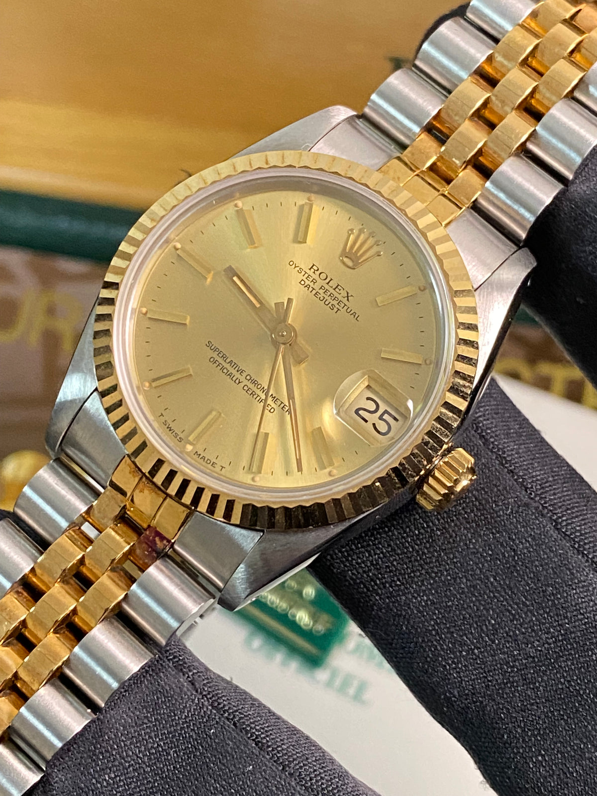 Rolex Steel & Yellow Gold Datejust 31 - 1986 - Fluted Bezel - Champagne Index Dial - Jubilee Bracelet - 68273 *FULL SET*