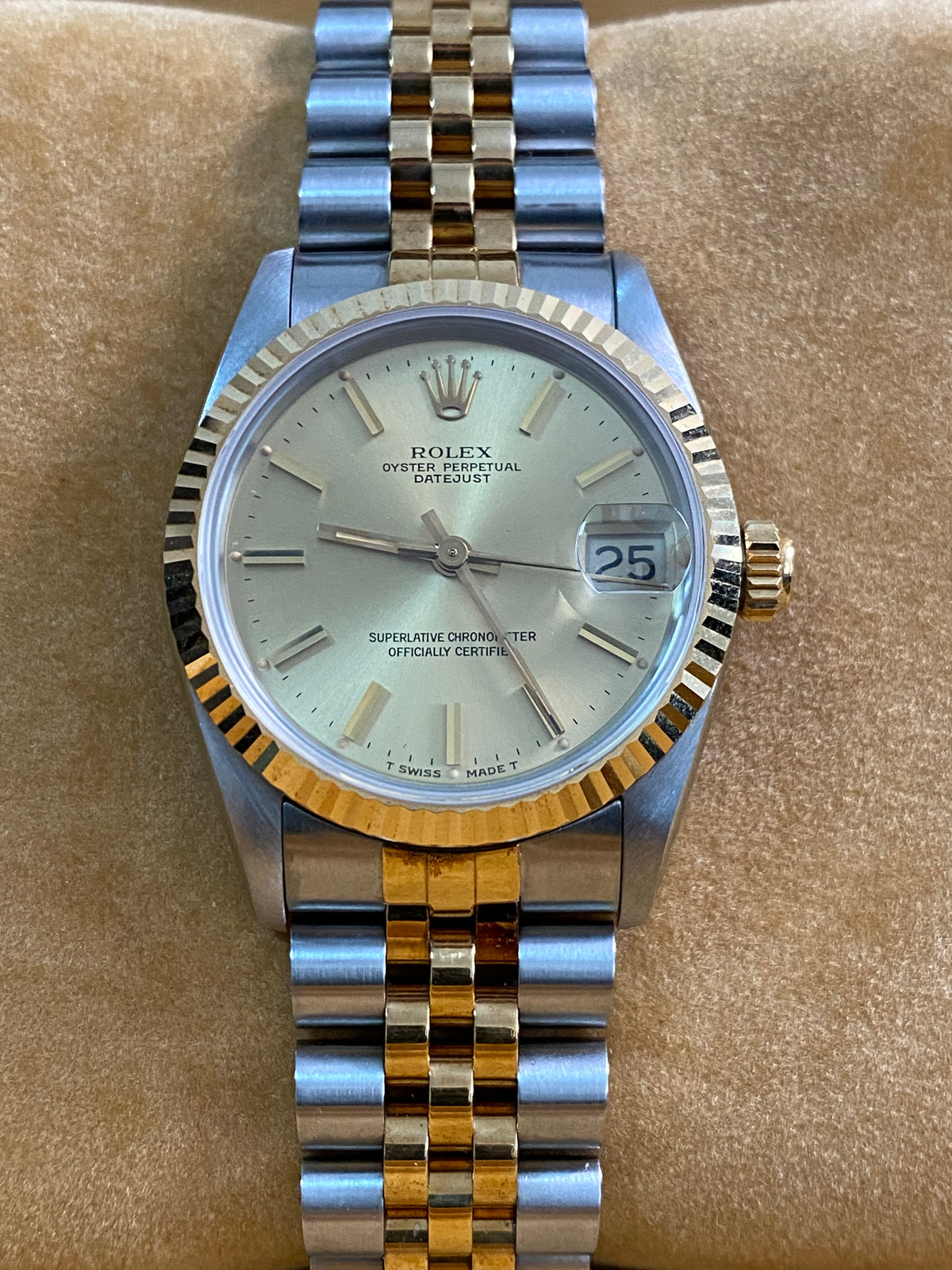 Rolex Steel & Yellow Gold Datejust 31 - 1986 - Fluted Bezel - Champagne Index Dial - Jubilee Bracelet - 68273 *FULL SET*