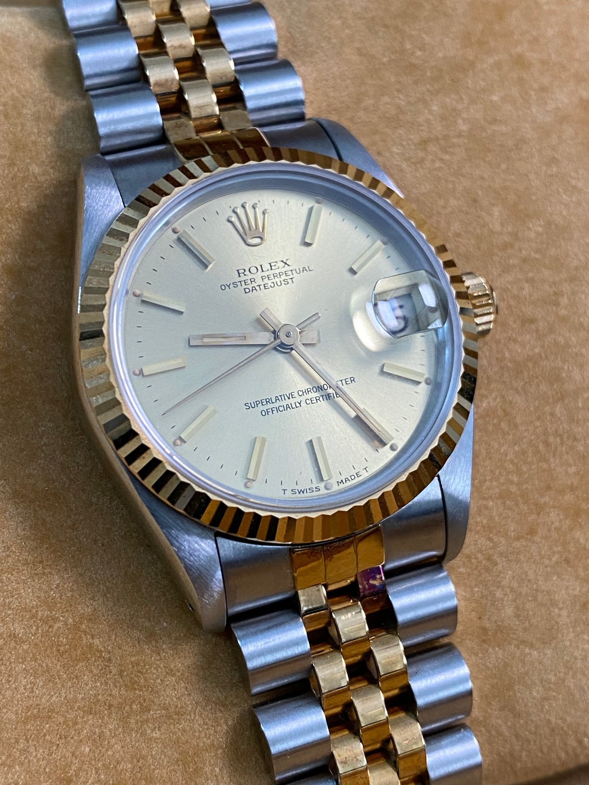 Rolex Steel & Yellow Gold Datejust 31 - 1986 - Fluted Bezel - Champagne Index Dial - Jubilee Bracelet - 68273 *FULL SET*