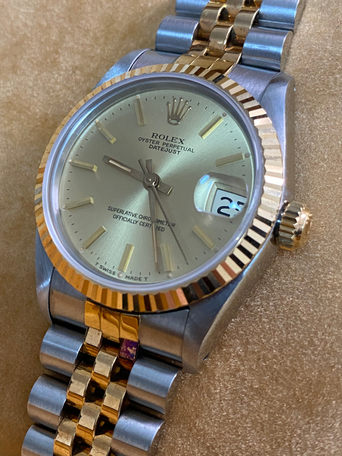 Rolex Steel & Yellow Gold Datejust 31 - 1986 - Fluted Bezel - Champagne Index Dial - Jubilee Bracelet - 68273 *FULL SET*