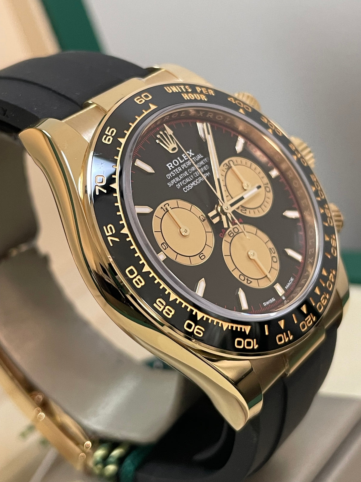 Rolex Yellow Gold Cosmograph Daytona - 2024 - Black Champagne Dial - Black Oysterflex Strap - 126518LN