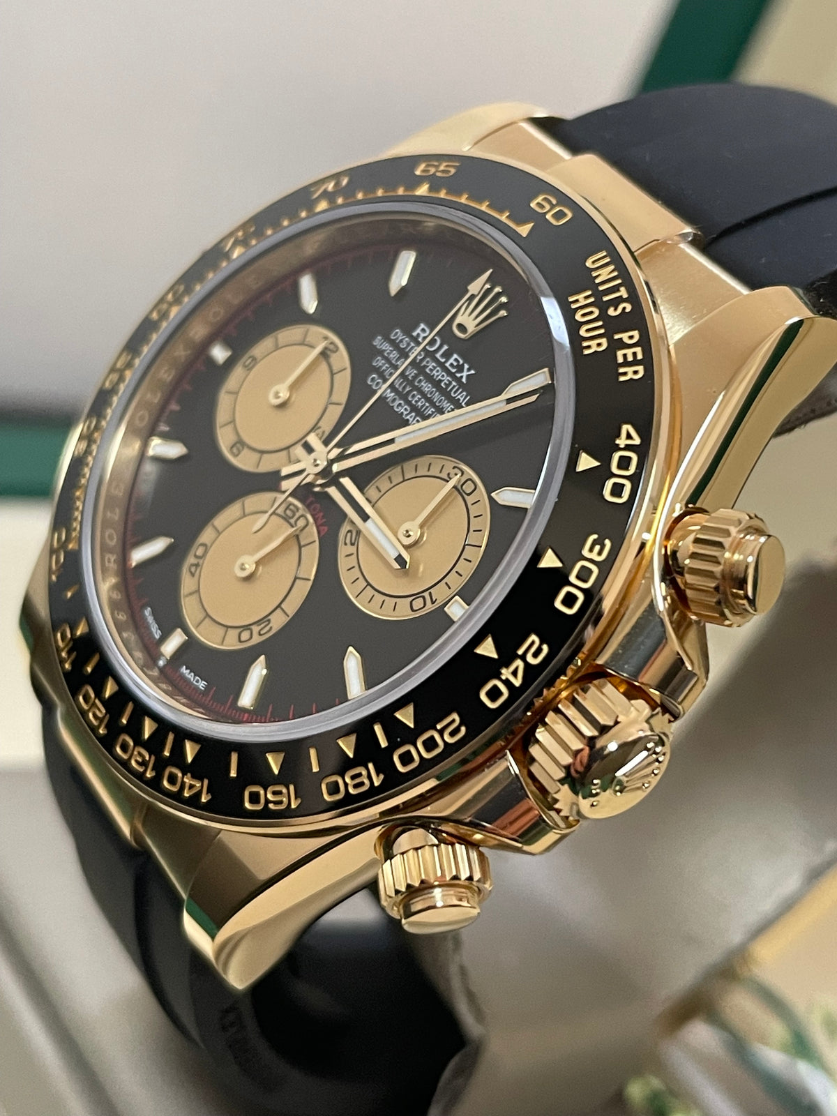 Rolex Yellow Gold Cosmograph Daytona - 2024 - Black Champagne Dial - Black Oysterflex Strap - 126518LN