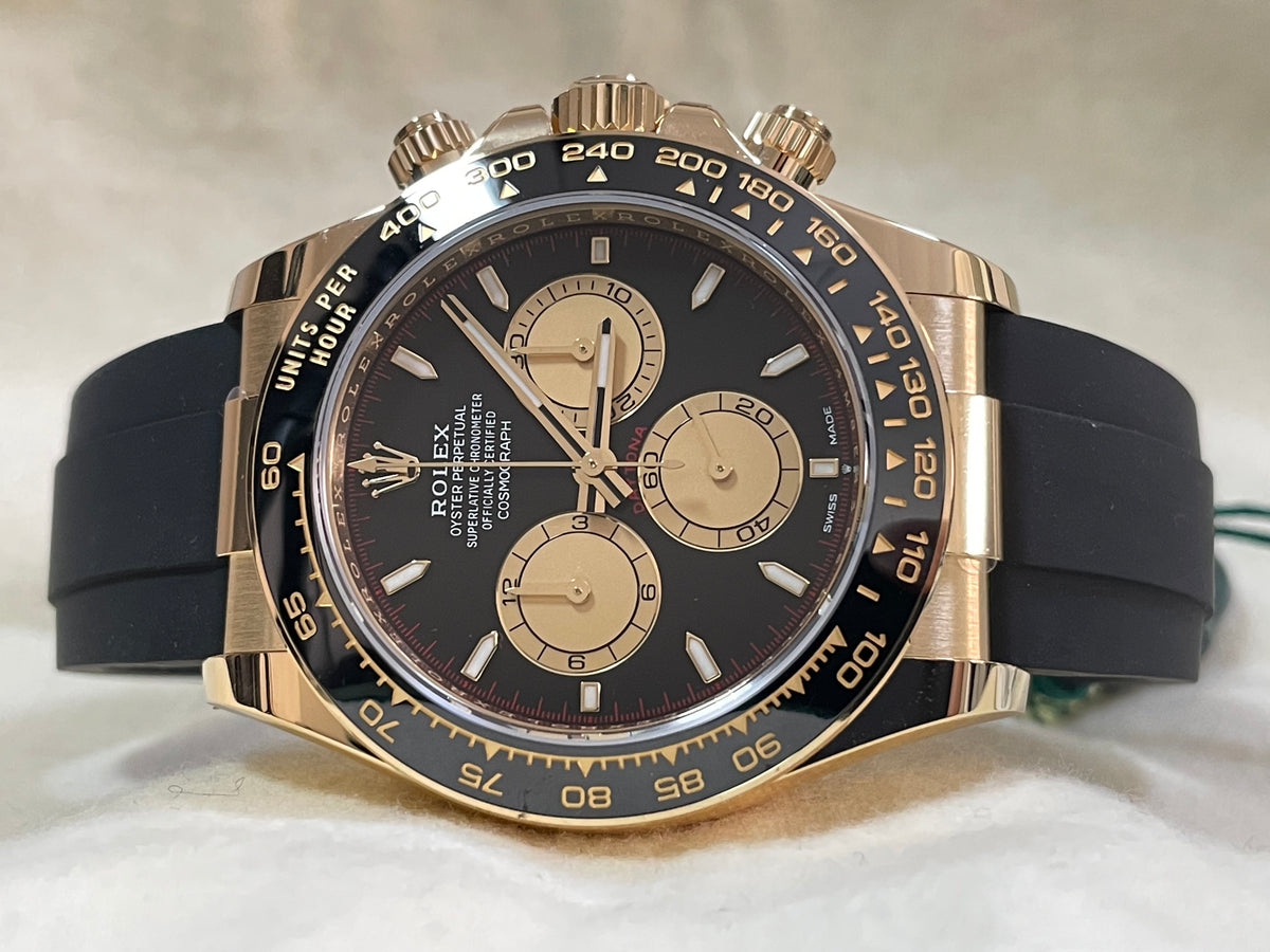 Rolex Yellow Gold Cosmograph Daytona - 2024 - Black Champagne Dial - Black Oysterflex Strap - 126518LN