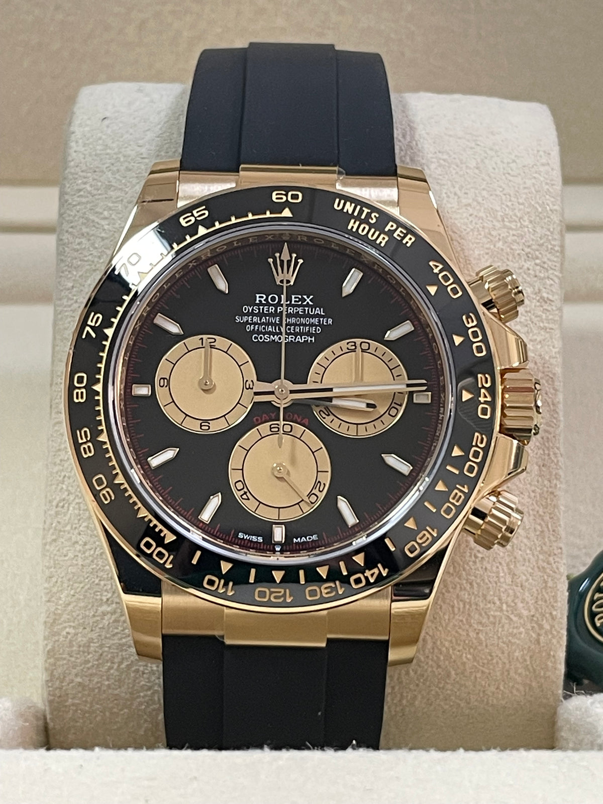 Rolex Yellow Gold Cosmograph Daytona - 2024 - Black Champagne Dial - Black Oysterflex Strap - 126518LN