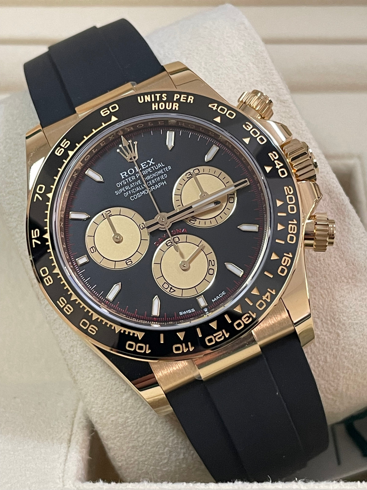 Rolex Yellow Gold Cosmograph Daytona - 2024 - Black Champagne Dial - Black Oysterflex Strap - 126518LN