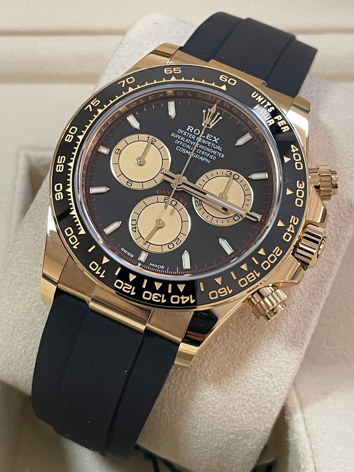 Rolex Yellow Gold Cosmograph Daytona - 2024 - Black Champagne Dial - Black Oysterflex Strap - 126518LN