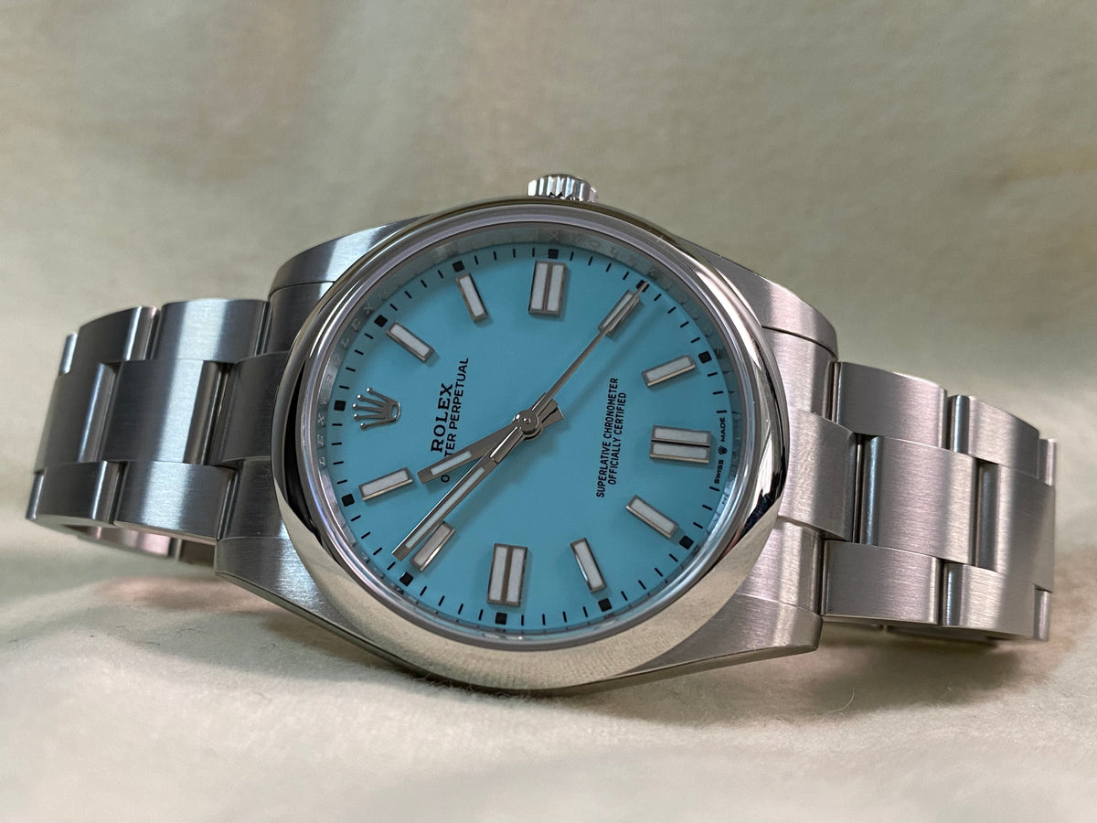 Rolex Oyster Perpetual 41 - 2020 - Domed Bezel - "Tiffany" Dial - Oyster Bracelet - 124300 *FULL STICKERS*