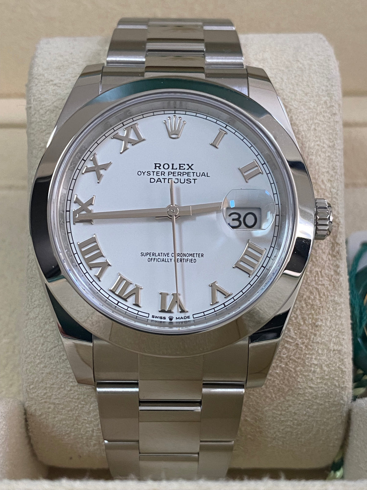 Rolex Steel Datejust 41 - 2024 - Smooth Bezel - White Roman Dial - Oyster Bracelet - 126300 *FULL SET*