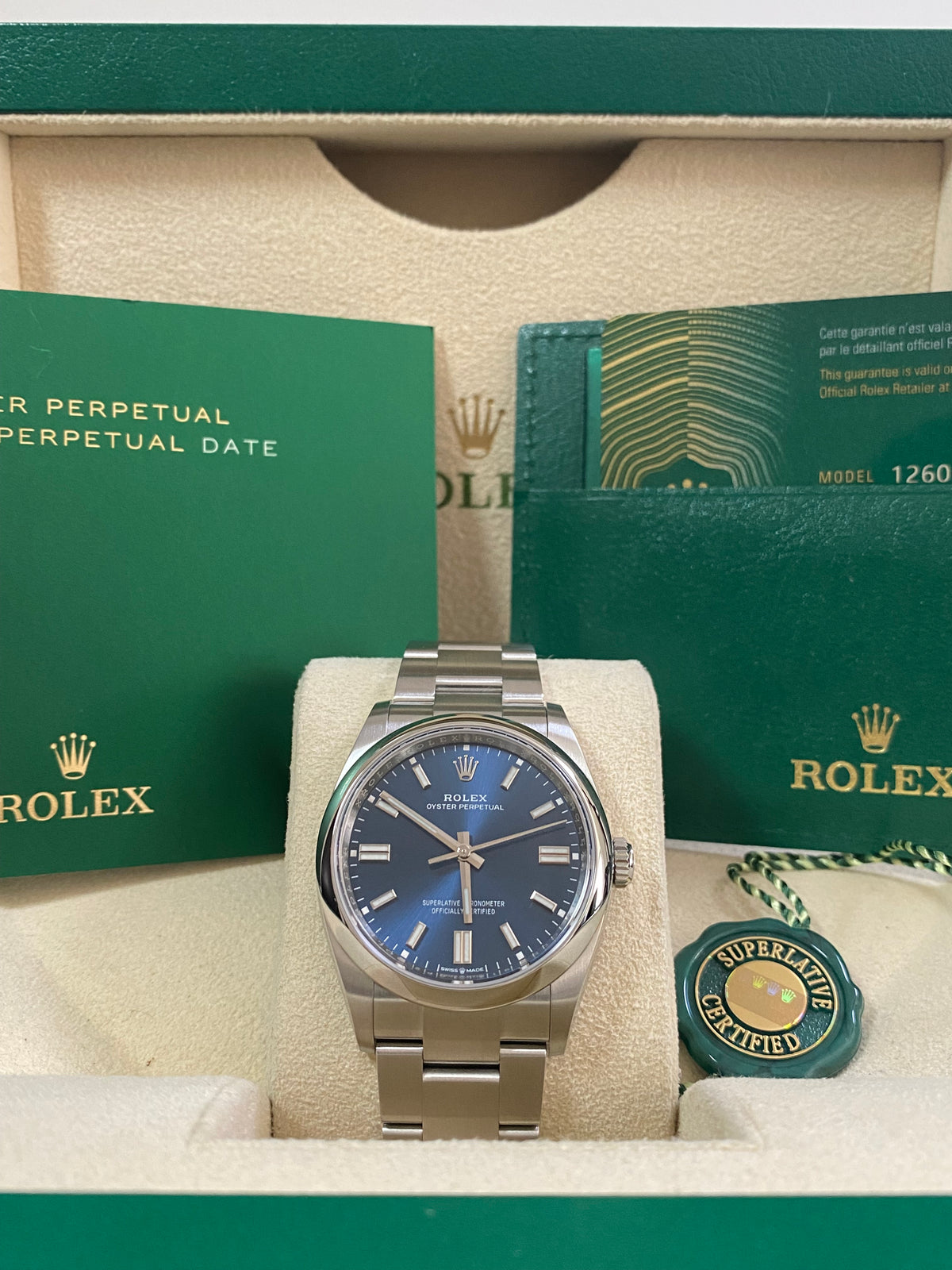 Rolex Oyster Perpetual 36 - 2024 - Domed Bezel - Blue Index Dial - Oyster Bracelet - 126000 *FULL SET*