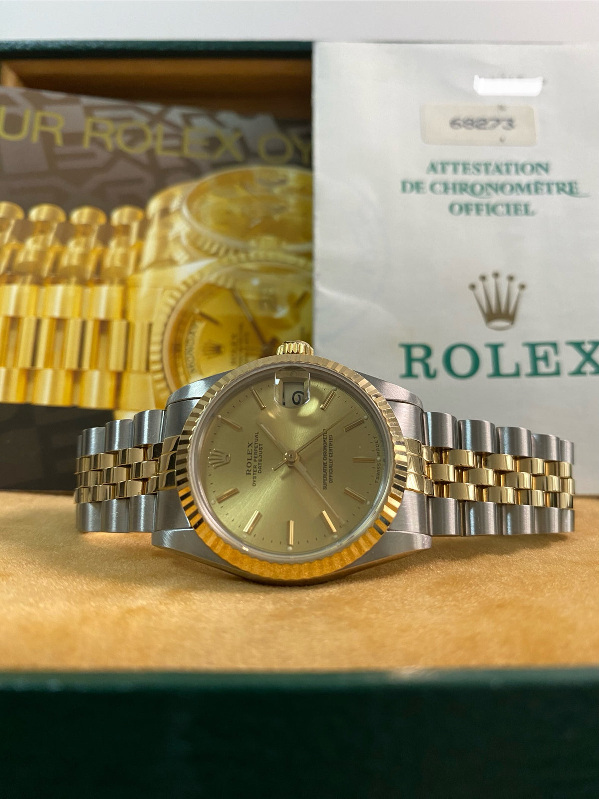 Rolex Steel & Yellow Gold Datejust 31 - E serial - Fluted Bezel - Champagne Index Dial - Jubilee Bracelet - 68273