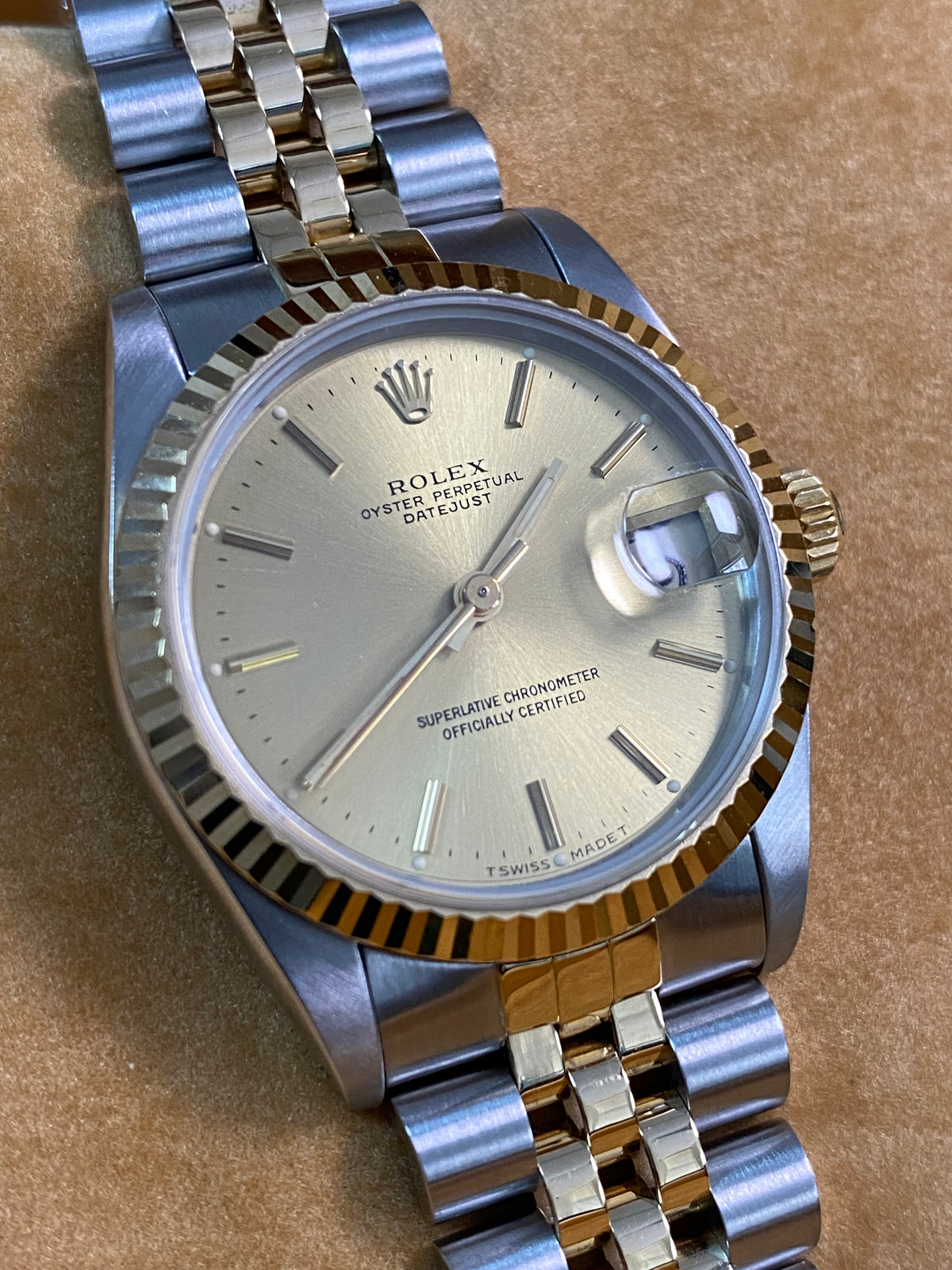 Rolex Steel & Yellow Gold Datejust 31 - E serial - Fluted Bezel - Champagne Index Dial - Jubilee Bracelet - 68273