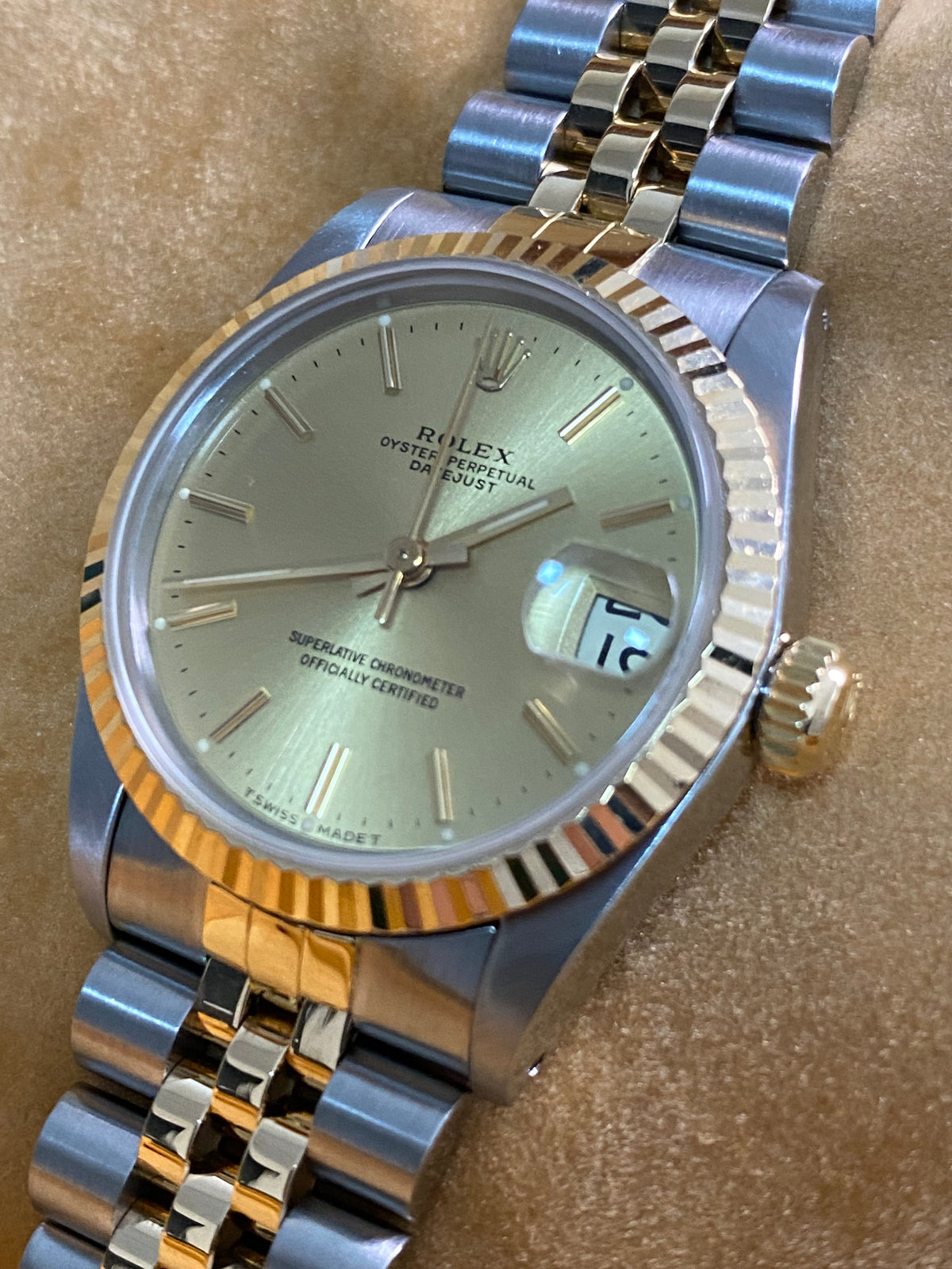 Rolex Steel & Yellow Gold Datejust 31 - E serial - Fluted Bezel - Champagne Index Dial - Jubilee Bracelet - 68273