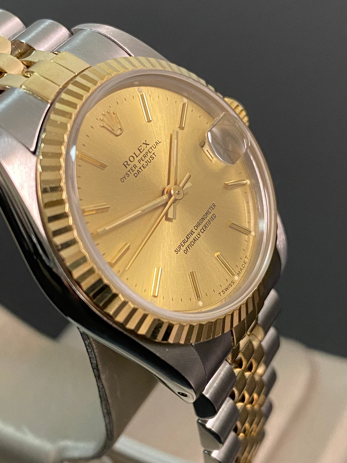 Rolex Steel & Yellow Gold Datejust 31 - E serial - Fluted Bezel - Champagne Index Dial - Jubilee Bracelet - 68273