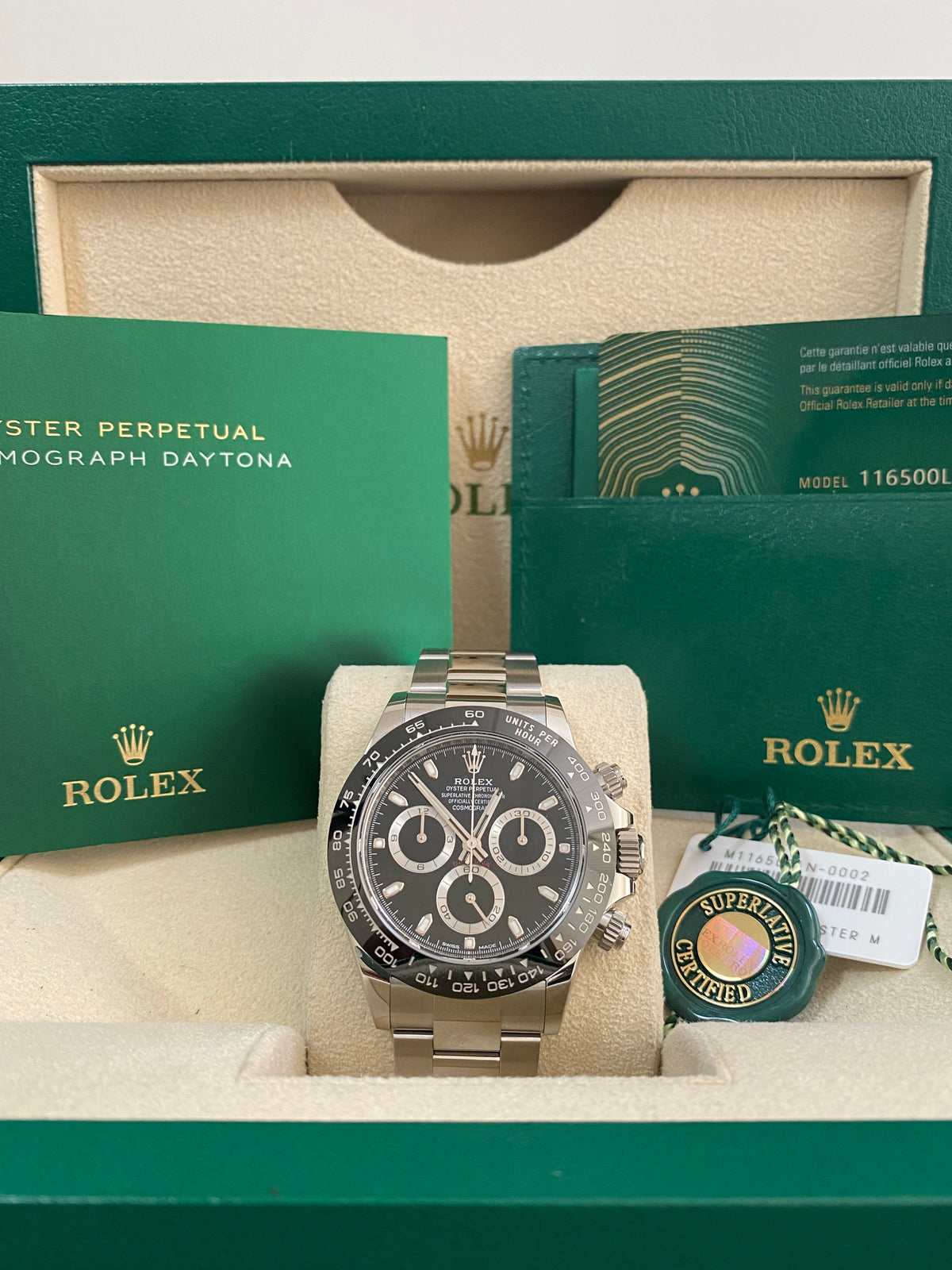 Rolex Steel Cosmograph Daytona - 2022 - Black Index Dial - 116500LN *FULL SET*