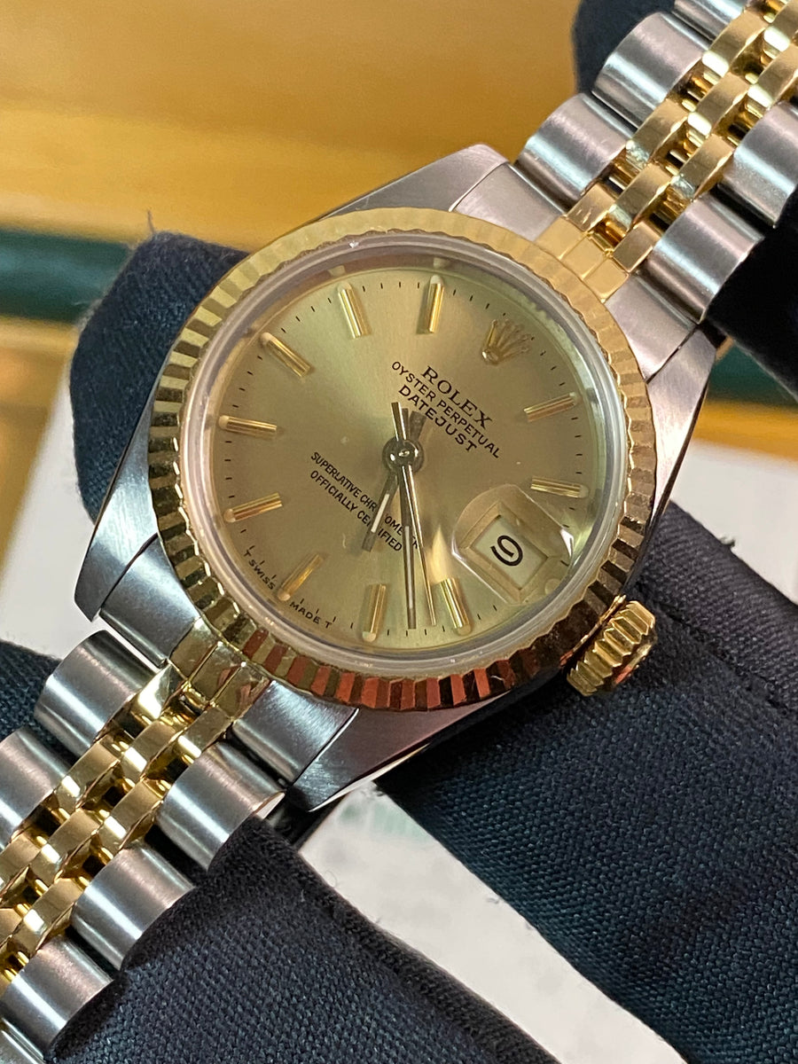 Rolex Steel & Yellow Gold Lady-Datejust - 1987 - Fluted Bezel - Champagne Index Dial - Jubilee Bracelet - 69173