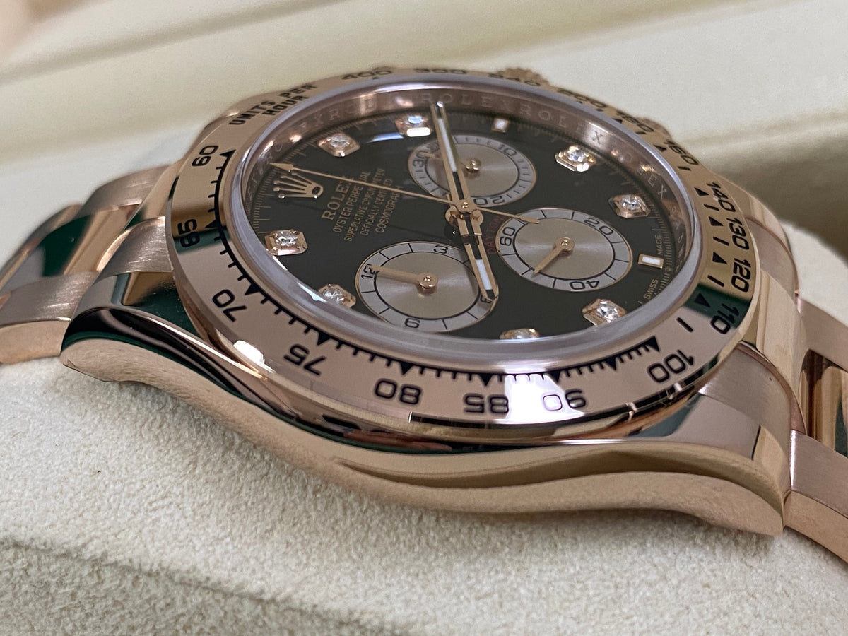 Rolex Everose Gold Cosmograph Daytona - 2024 - Black & Sundust Diamond Dial - 126505 *FULL SET*