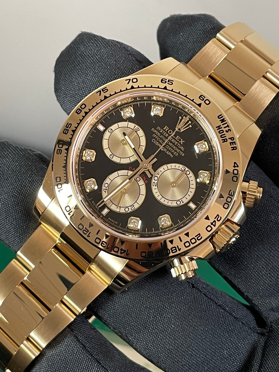 Rolex Yellow Gold Cosmograph Daytona - 2023 - Black Diamond Dial - 126508