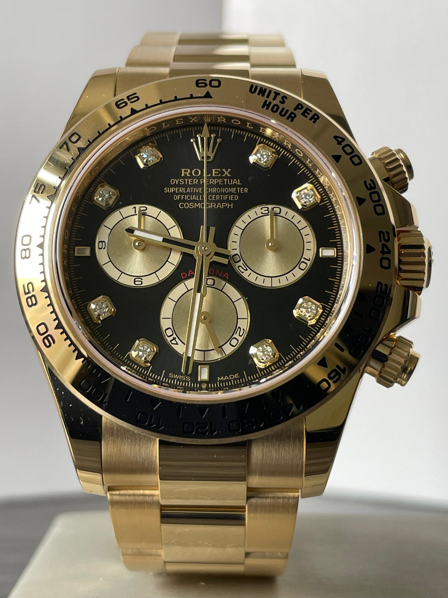 Rolex Yellow Gold Cosmograph Daytona - 2023 - Black Diamond Dial - 126508