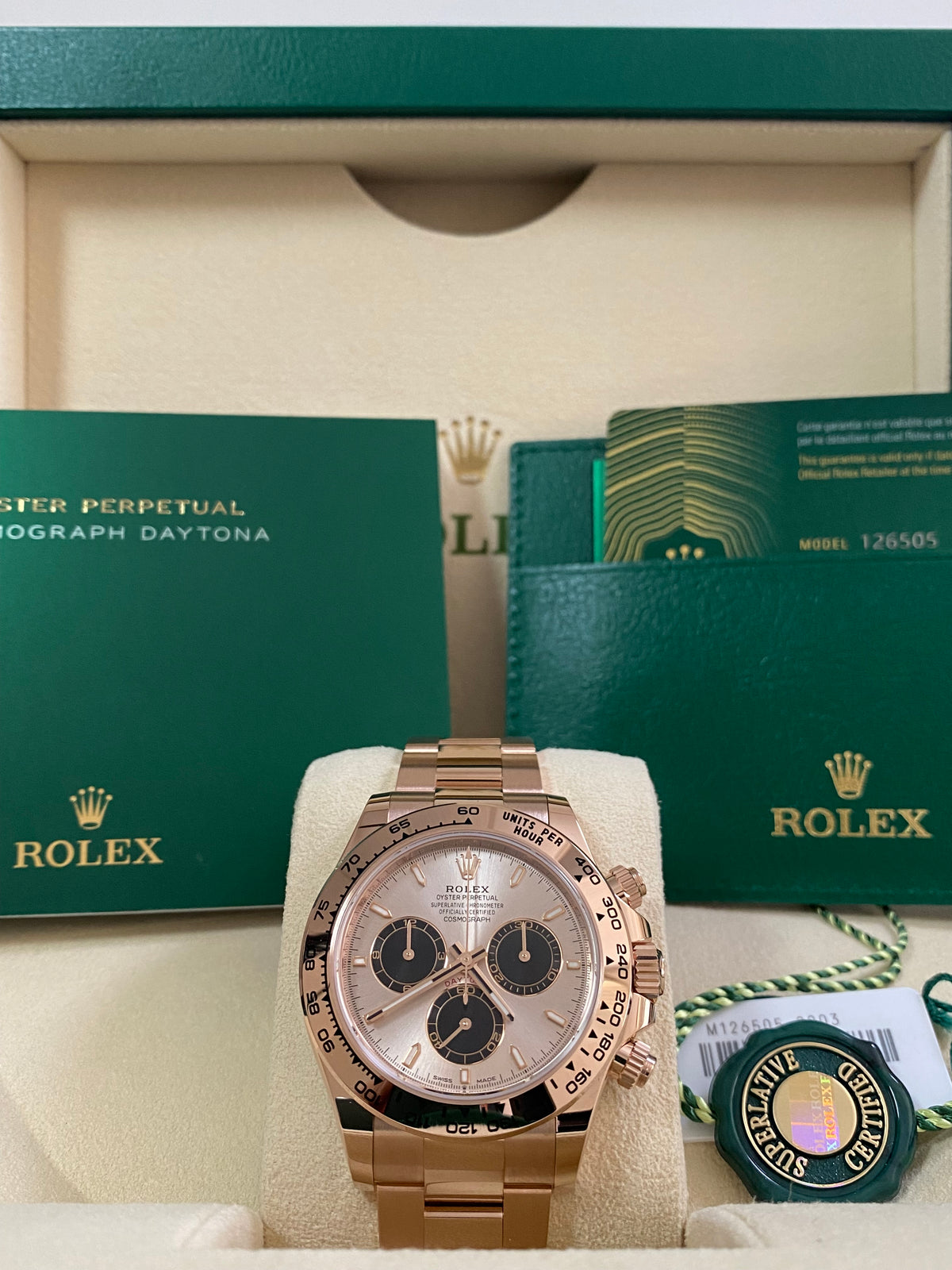 Rolex Everose Gold Cosmograph Daytona - 2024 - Sundust Dial - 126505 *FULL SET*