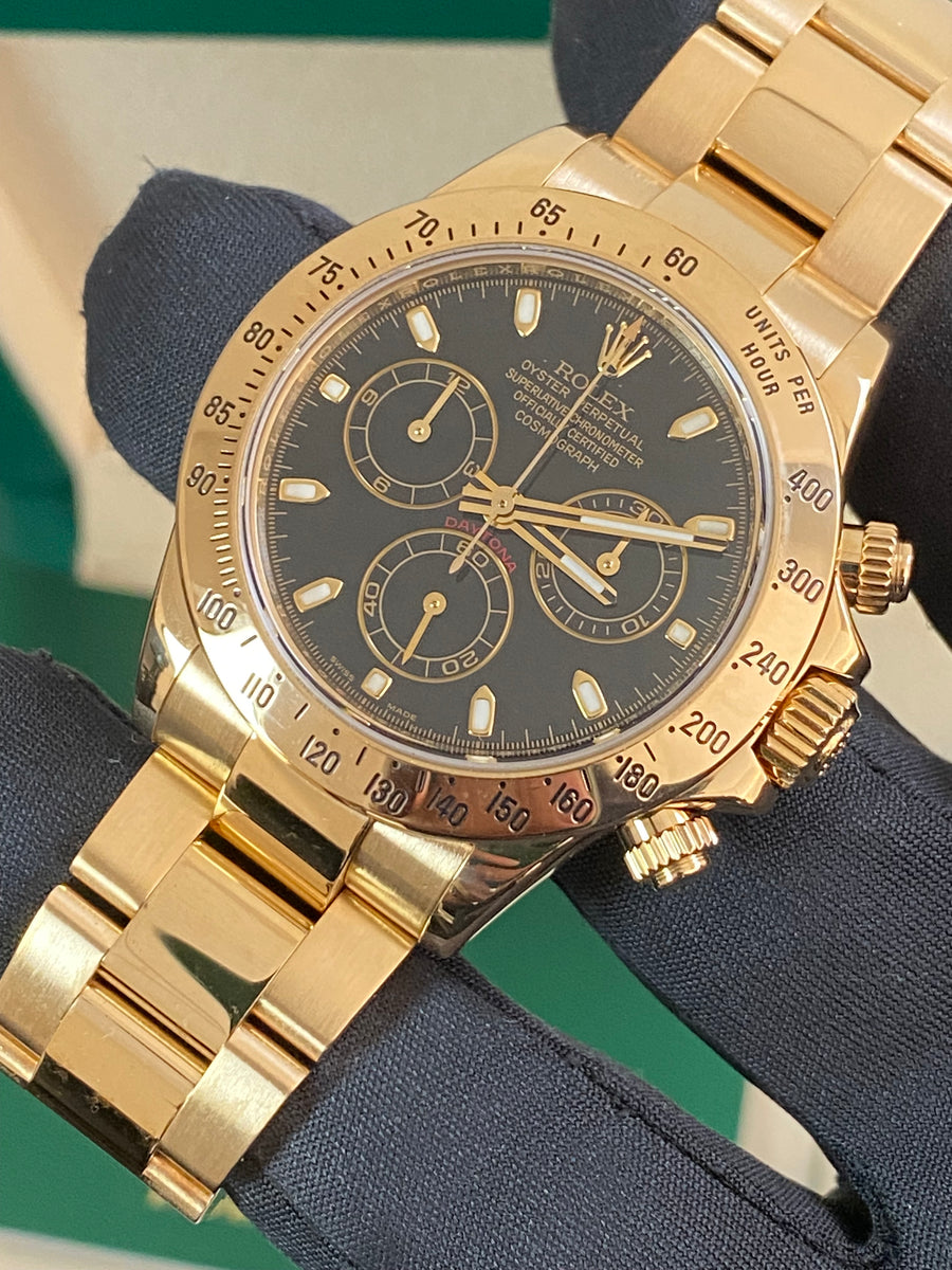 Rolex Yellow Gold Cosmograph Daytona -  Z serial - Black Index Dial - 116528