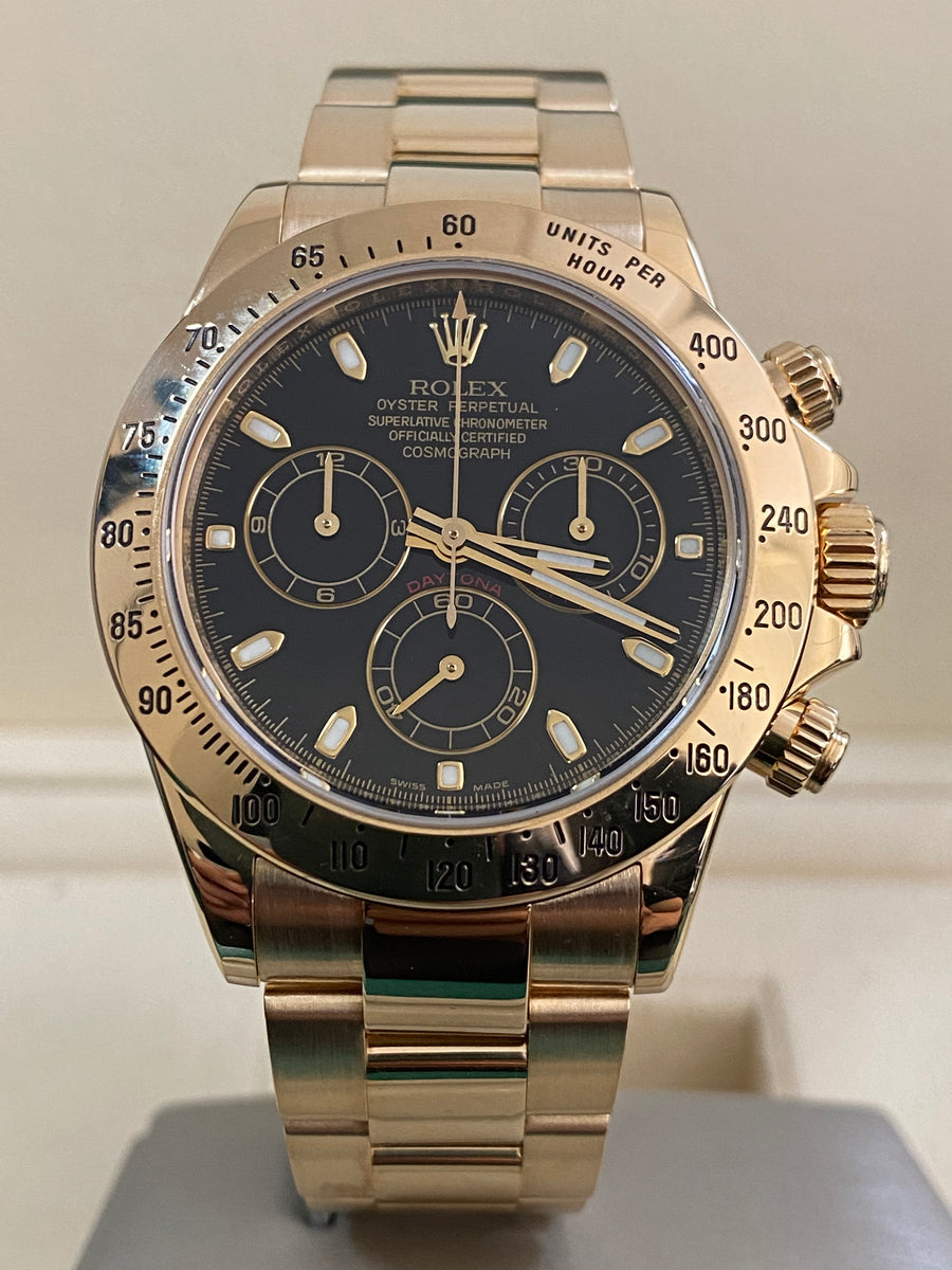 Rolex Yellow Gold Cosmograph Daytona -  Z serial - Black Index Dial - 116528