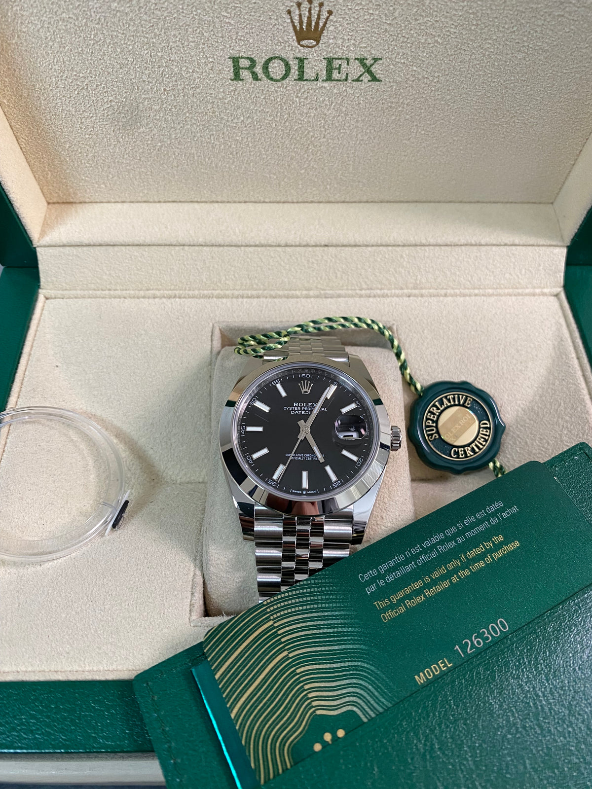 Rolex Steel Datejust 41 - 2022 - Smooth Bezel -Black Index Dial - Jubilee Bracelet - 126300 *FULL SET*