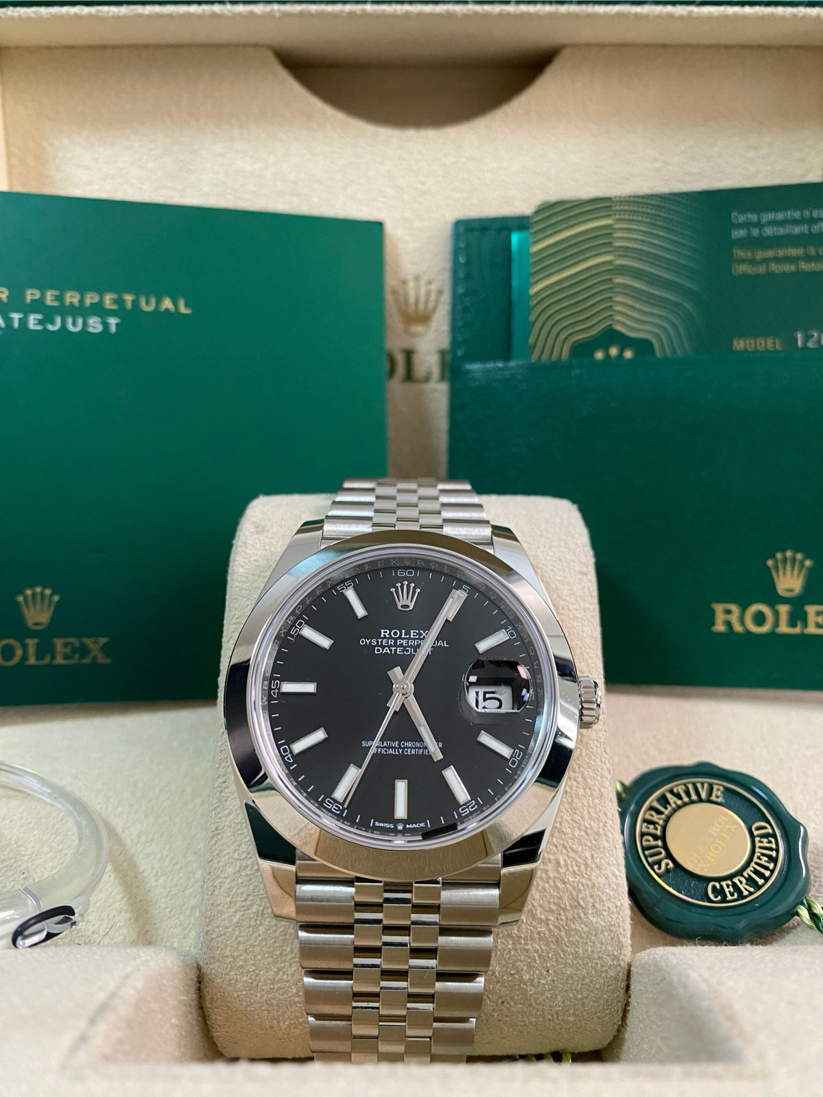 Rolex Steel Datejust 41 - 2022 - Smooth Bezel -Black Index Dial - Jubilee Bracelet - 126300 *FULL SET*