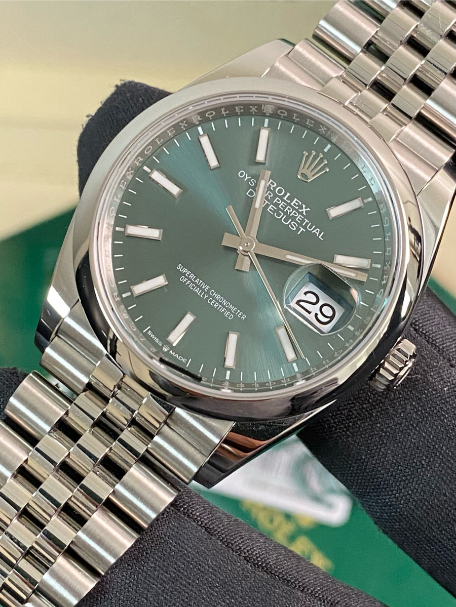 Rolex Steel Datejust 36 - 2025 - Domed Bezel - Mint Green Dial - Jubilee Bracelet - 126200 *FULL SET*