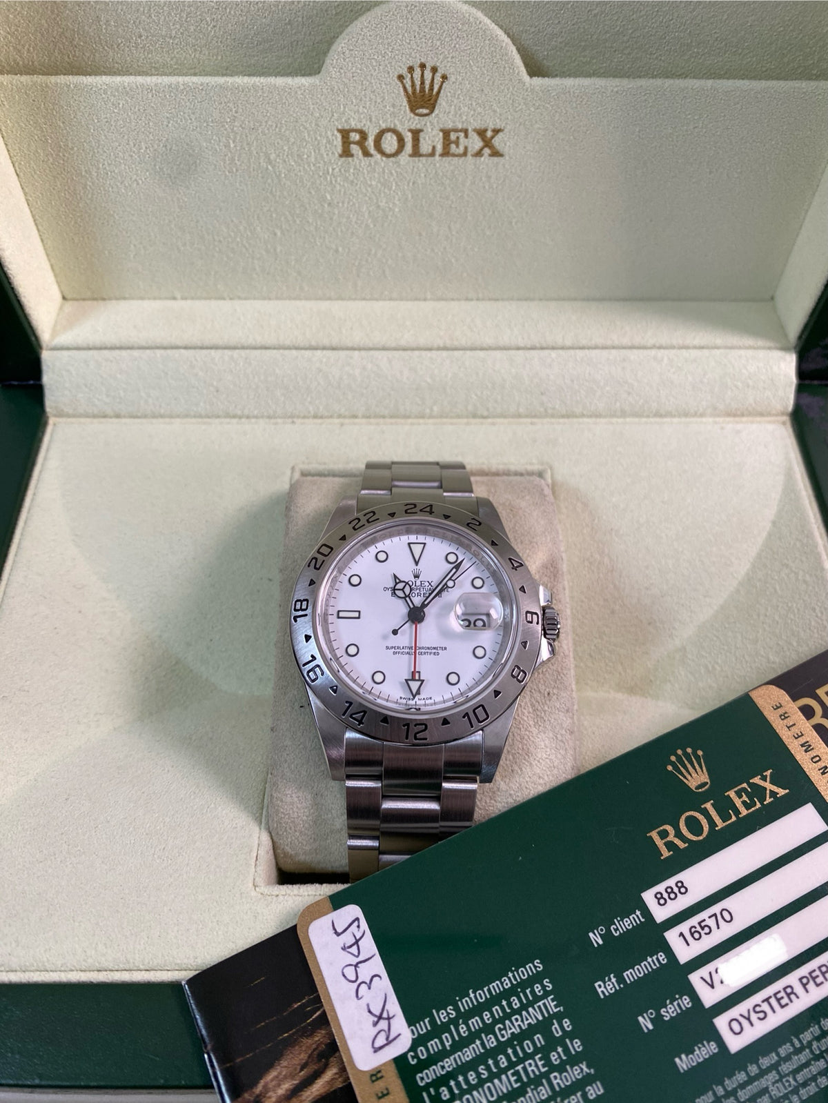 Rolex Steel Oyster Perpetual Explorer II - V serial - "Polar" - 3186 Movement - No Holes Case - 16570 *FULL SET*