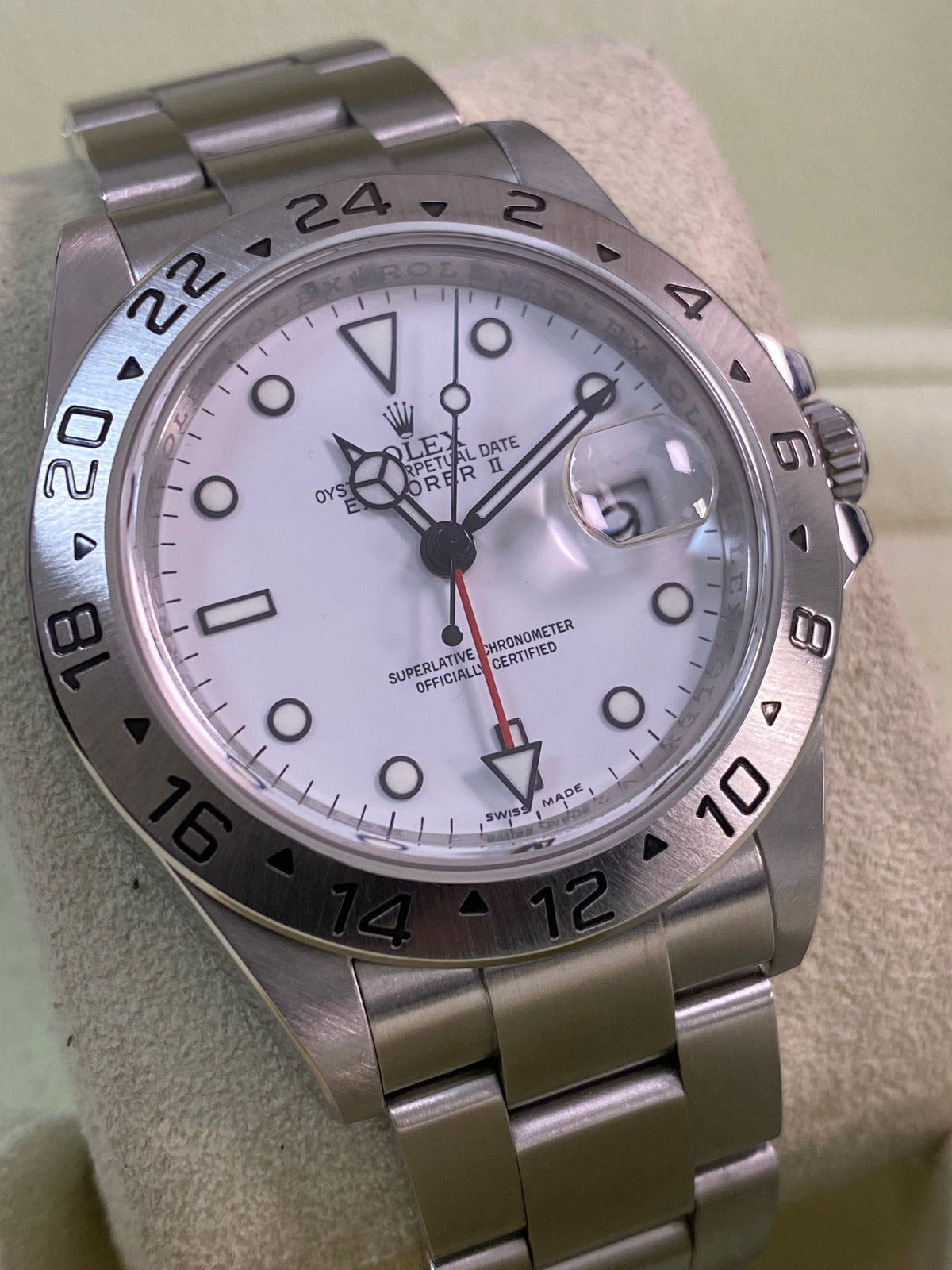 Rolex Steel Oyster Perpetual Explorer II - V serial - "Polar" - 3186 Movement - No Holes Case - 16570 *FULL SET*