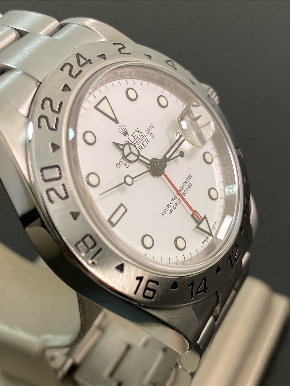 Rolex Steel Oyster Perpetual Explorer II - V serial - "Polar" - 3186 Movement - No Holes Case - 16570 *FULL SET*