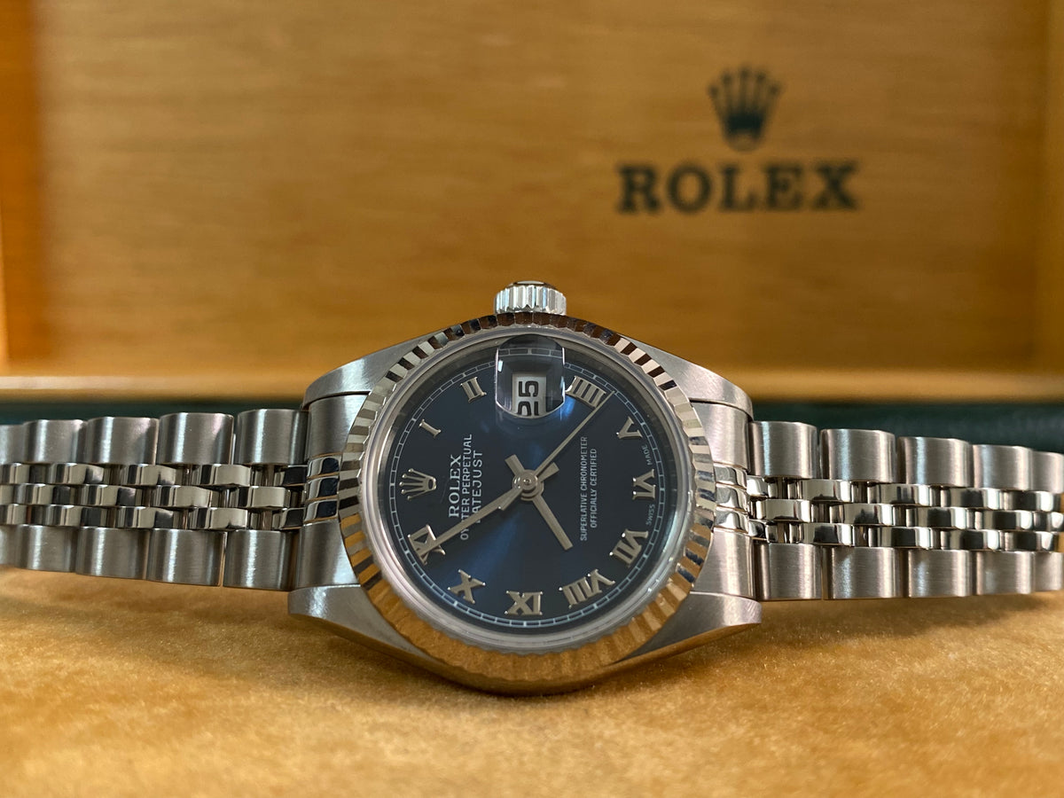 Rolex Steel Lady-Datejust - U serial- Fluted Bezel - Blue Roman Dial - Jubilee Bracelet - 69174