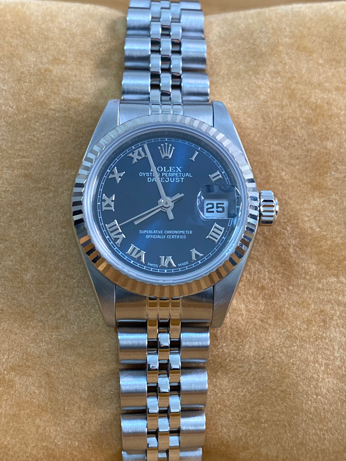 Rolex Steel Lady-Datejust - U serial- Fluted Bezel - Blue Roman Dial - Jubilee Bracelet - 69174