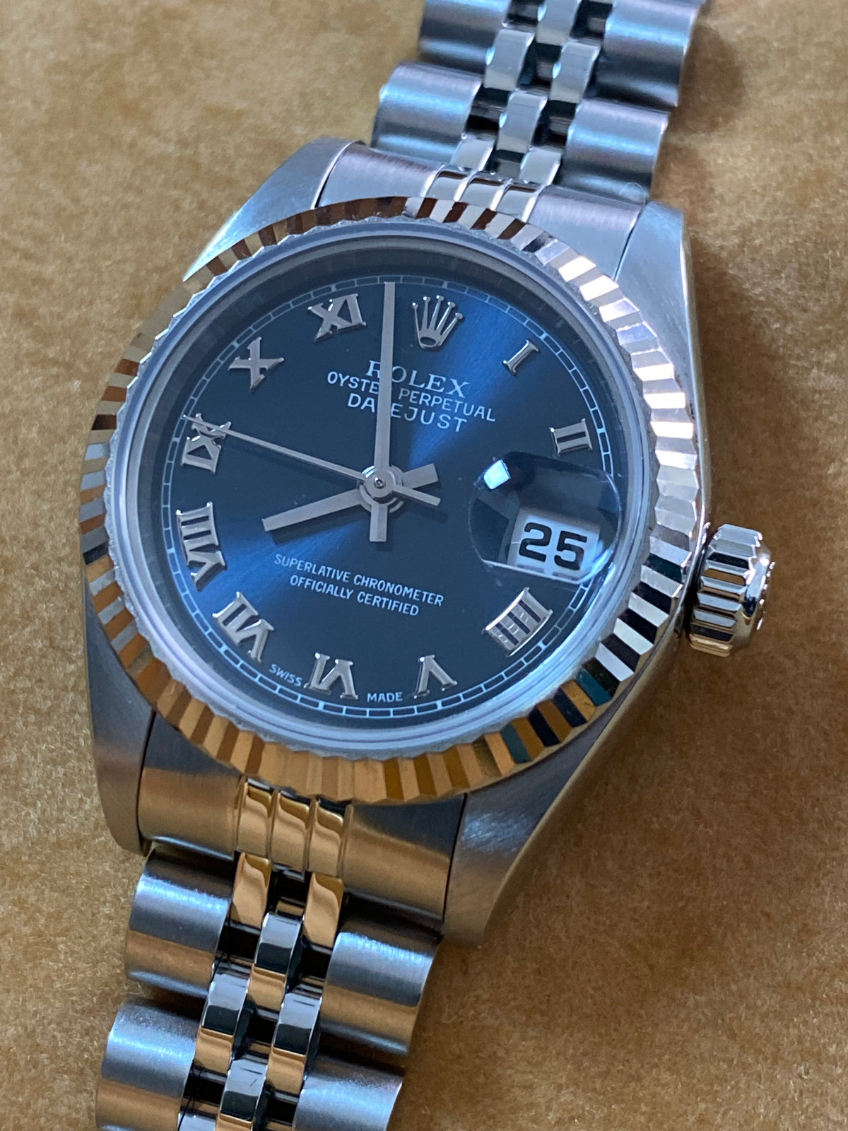 Rolex Steel Lady-Datejust - U serial- Fluted Bezel - Blue Roman Dial - Jubilee Bracelet - 69174